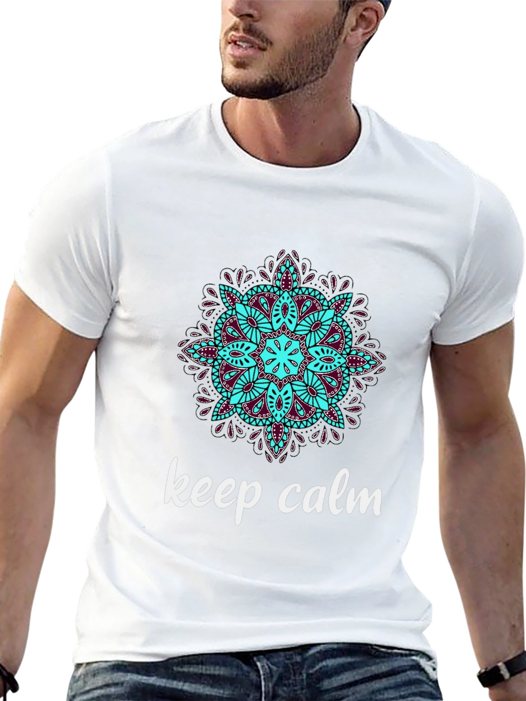 Keep Calm Mandala T-Shirt - Relaxed Fit Stylish Design