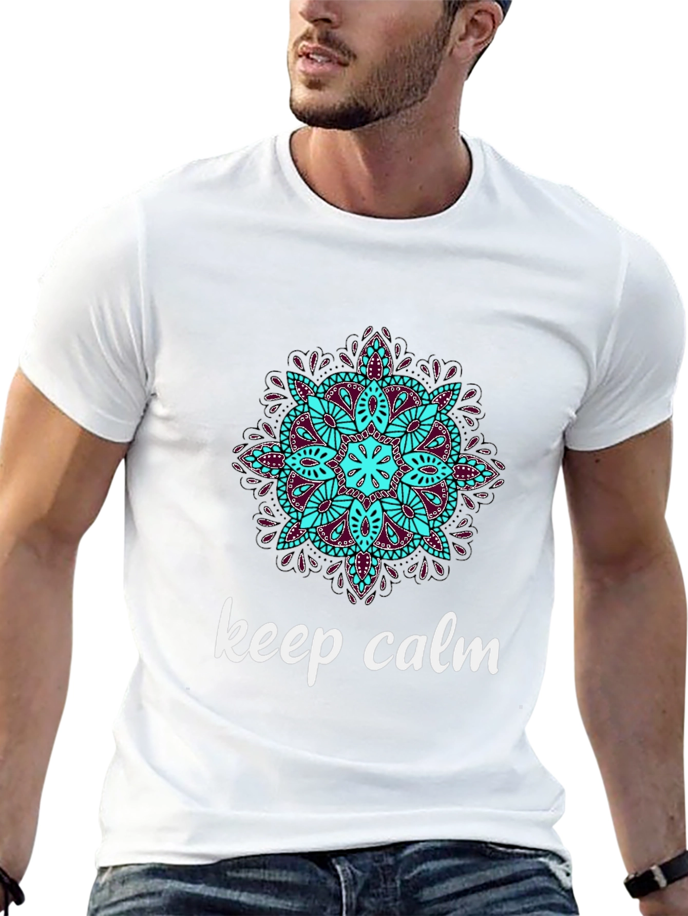 Keep Calm Mandala T-Shirt - Relaxed Fit Stylish Design