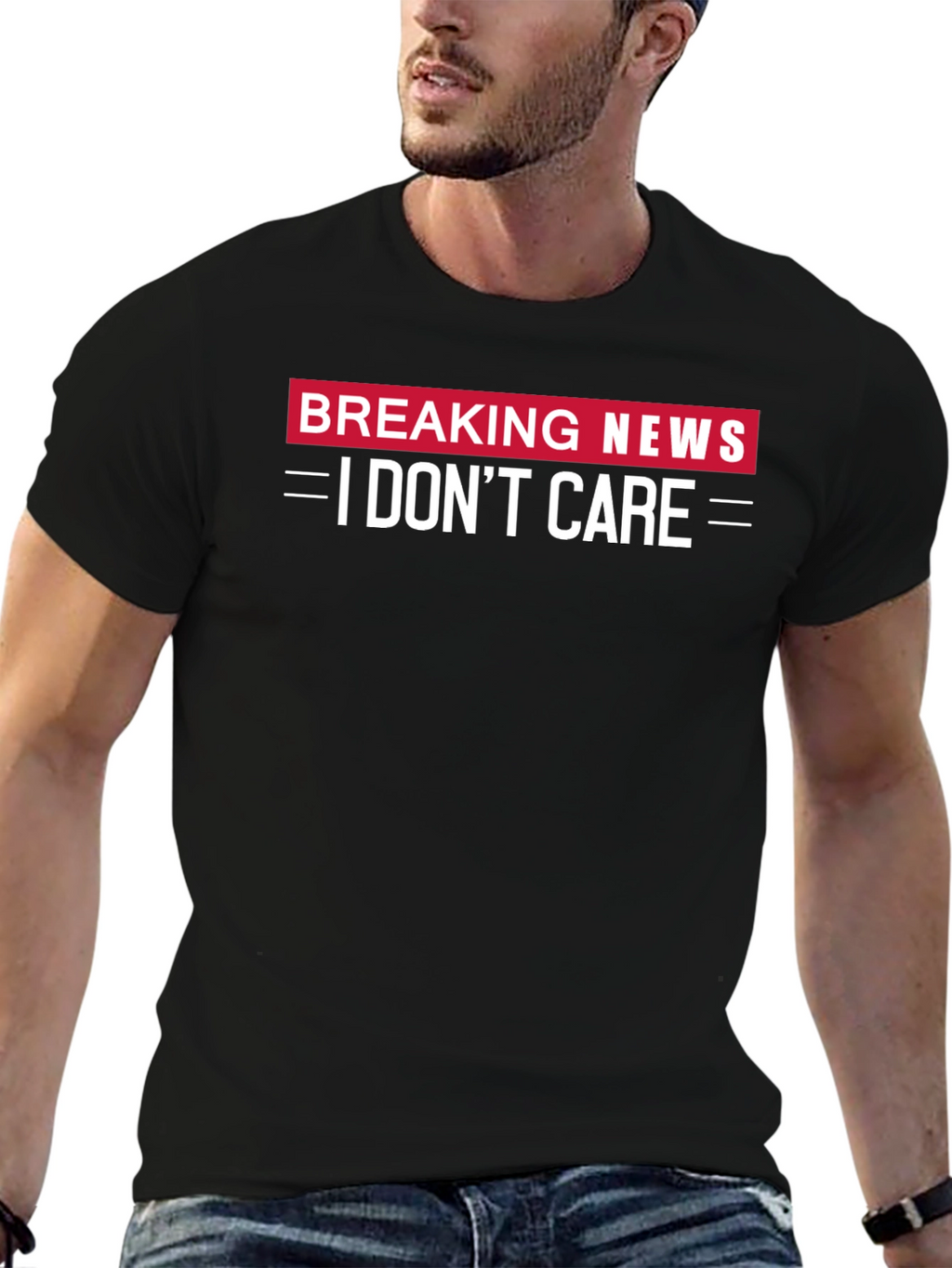 Breaking News I Dont Care Black T-Shirt