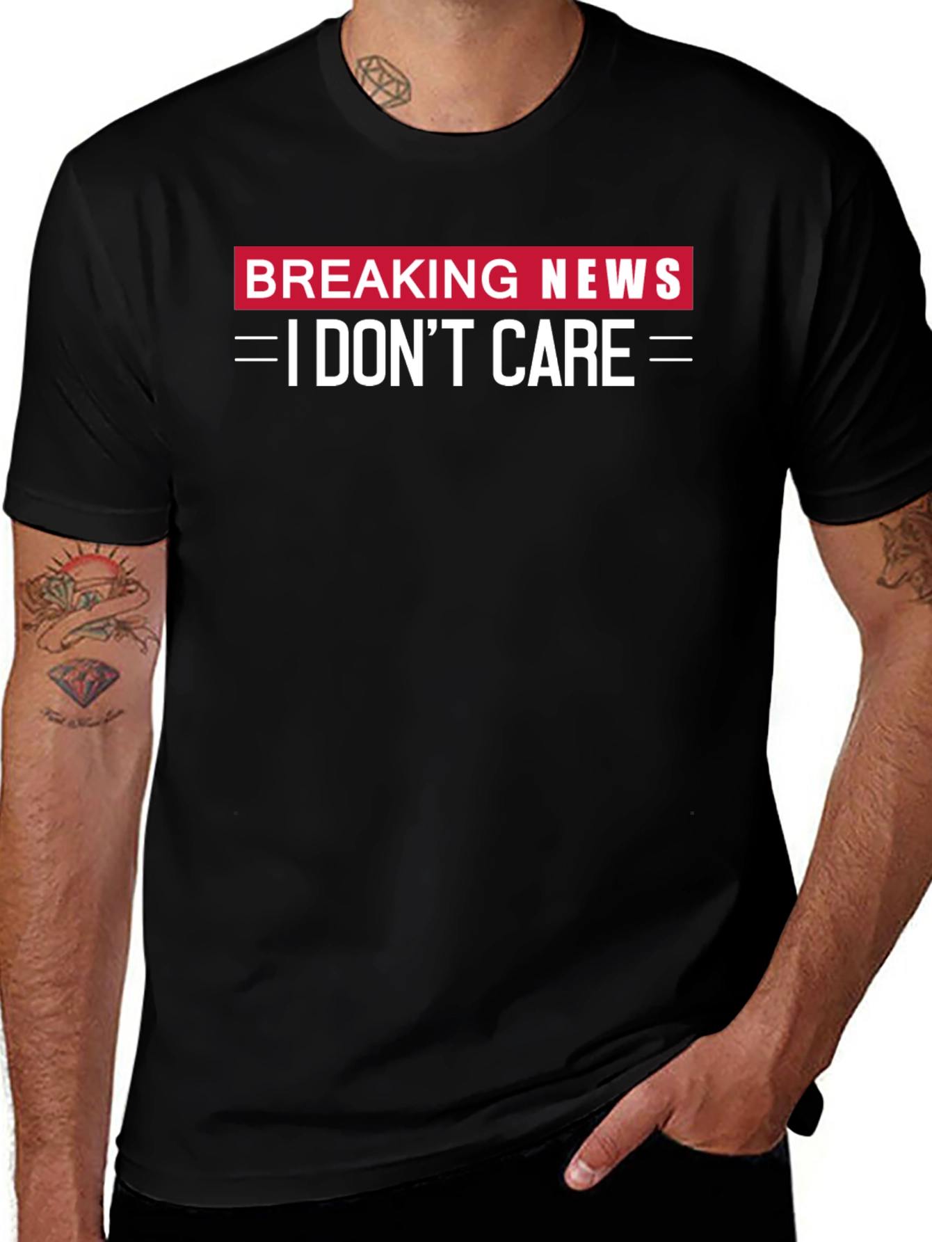 Breaking News I Dont Care Black T-Shirt