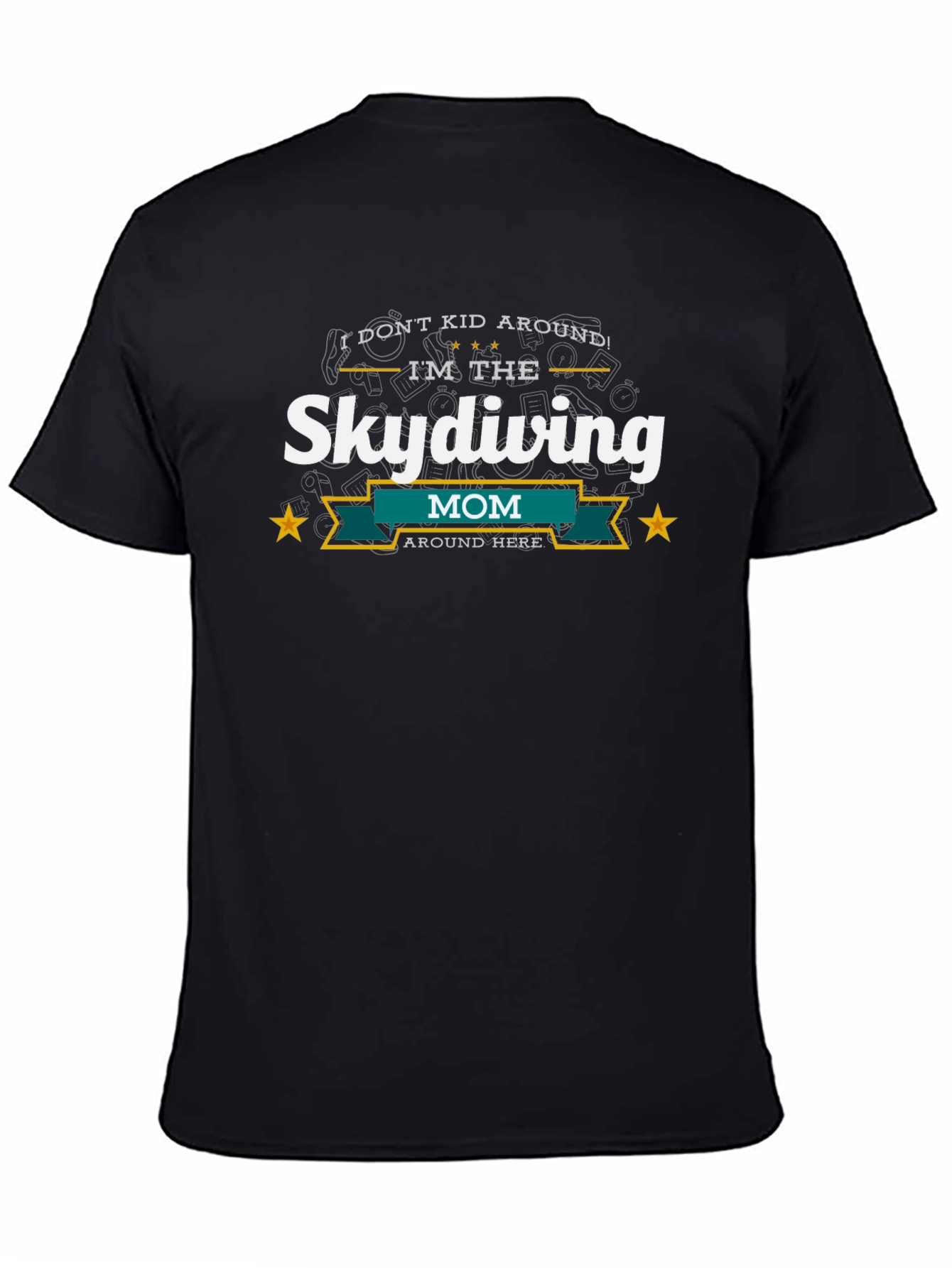 Skydiving Mom Black Graphic T-Shirt