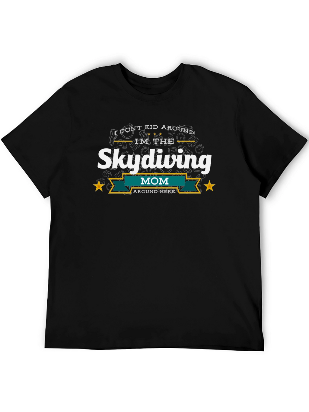 Skydiving Mom Black Graphic T-Shirt