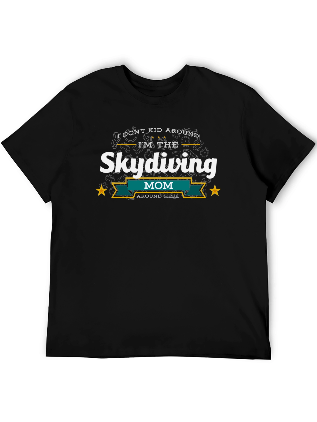 Skydiving Mom Black Graphic T-Shirt