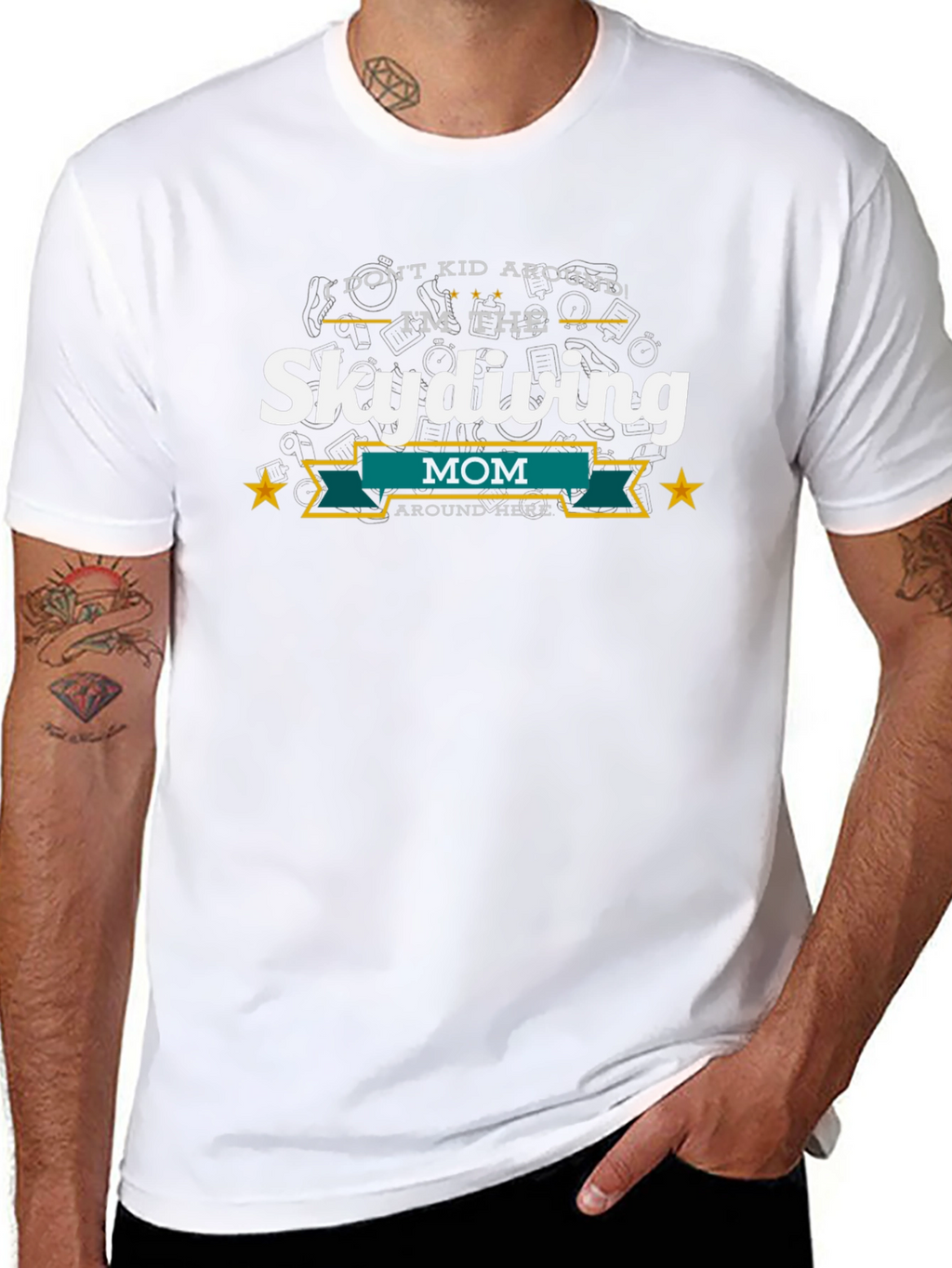 Skydiving Mom Black Graphic T-Shirt