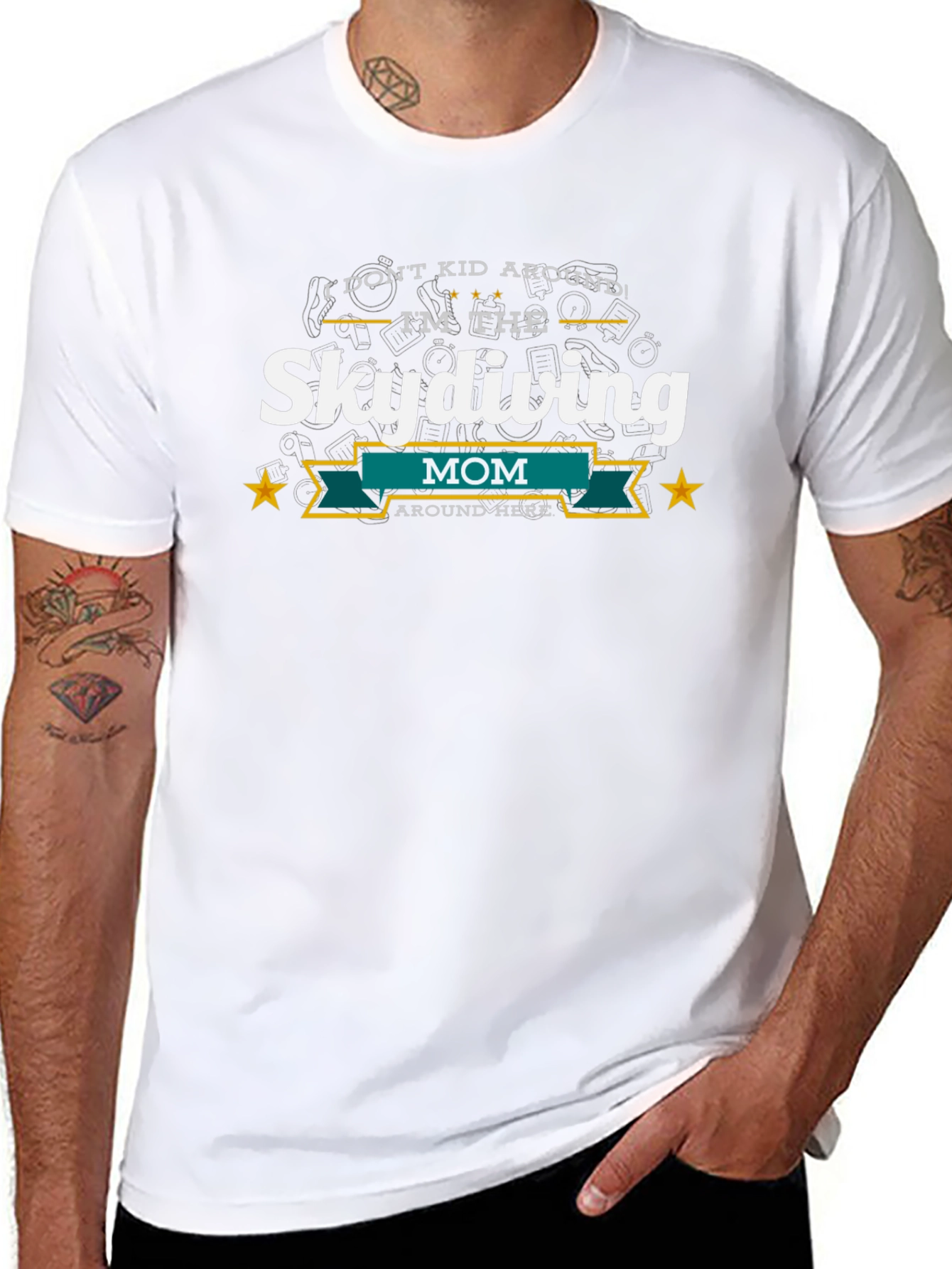 Skydiving Mom Black Graphic T-Shirt