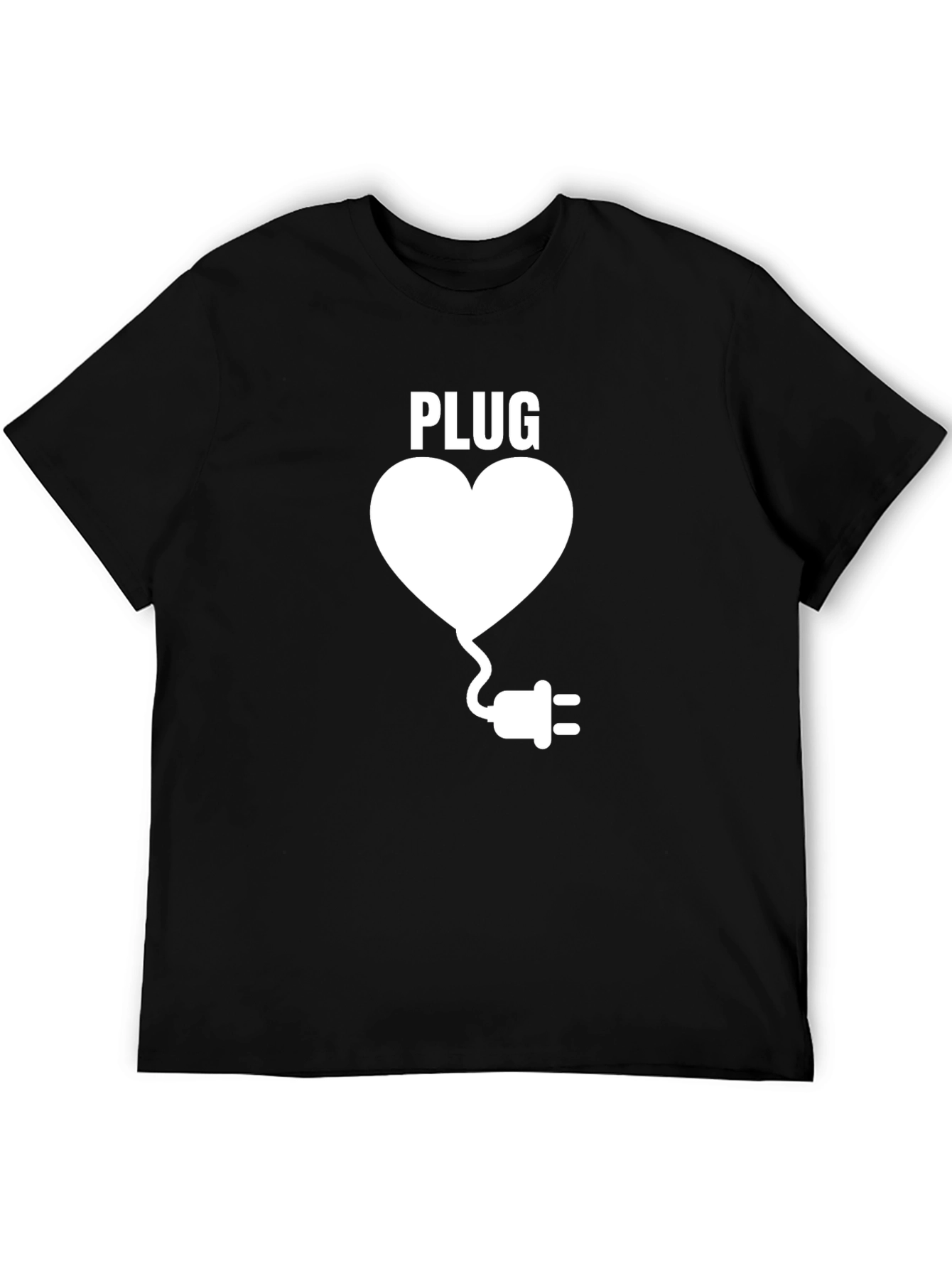 Plug Heart Relationship T-Shirt - Black Casual Tee