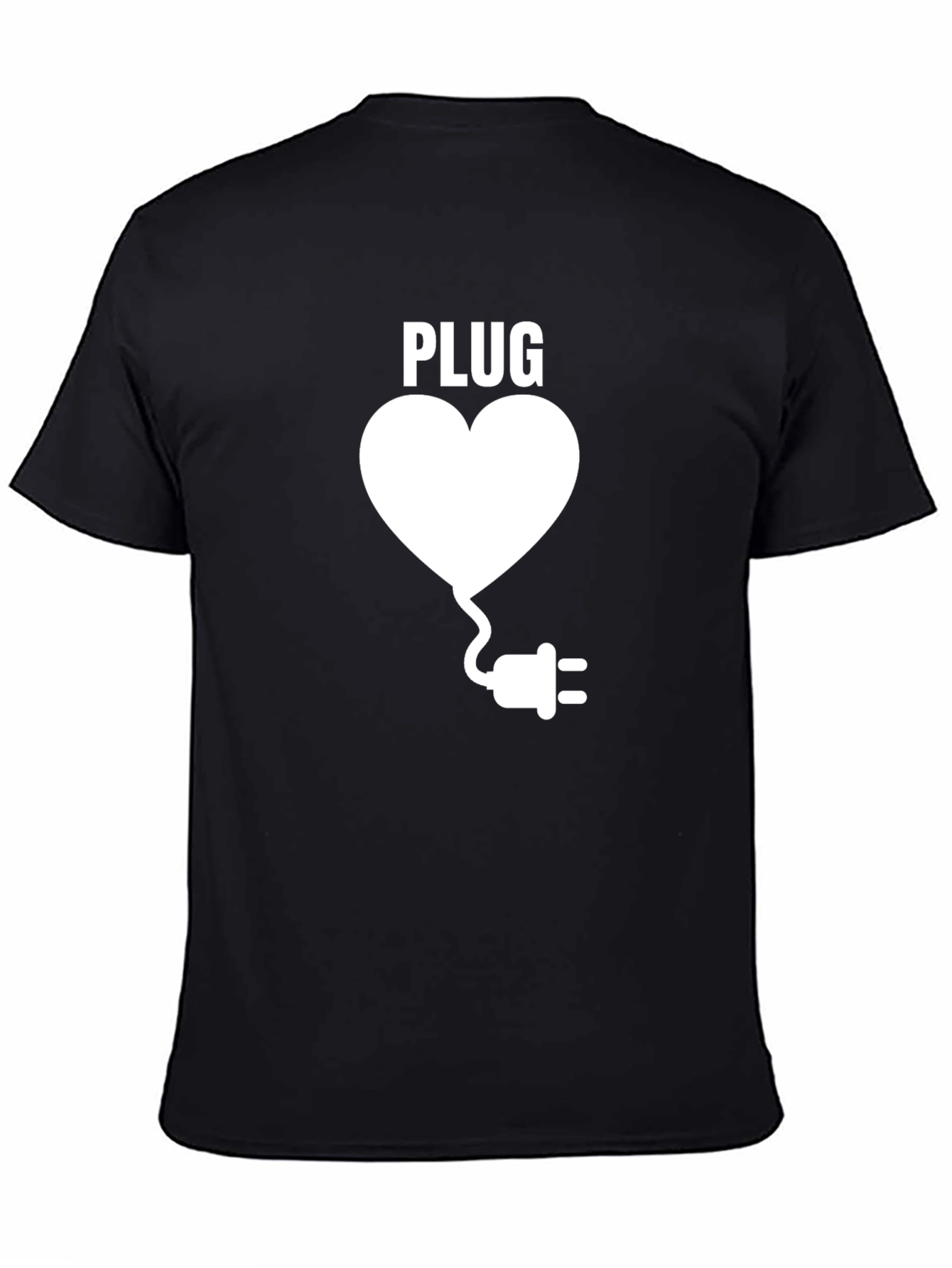 Plug Heart Relationship T-Shirt - Black Casual Tee
