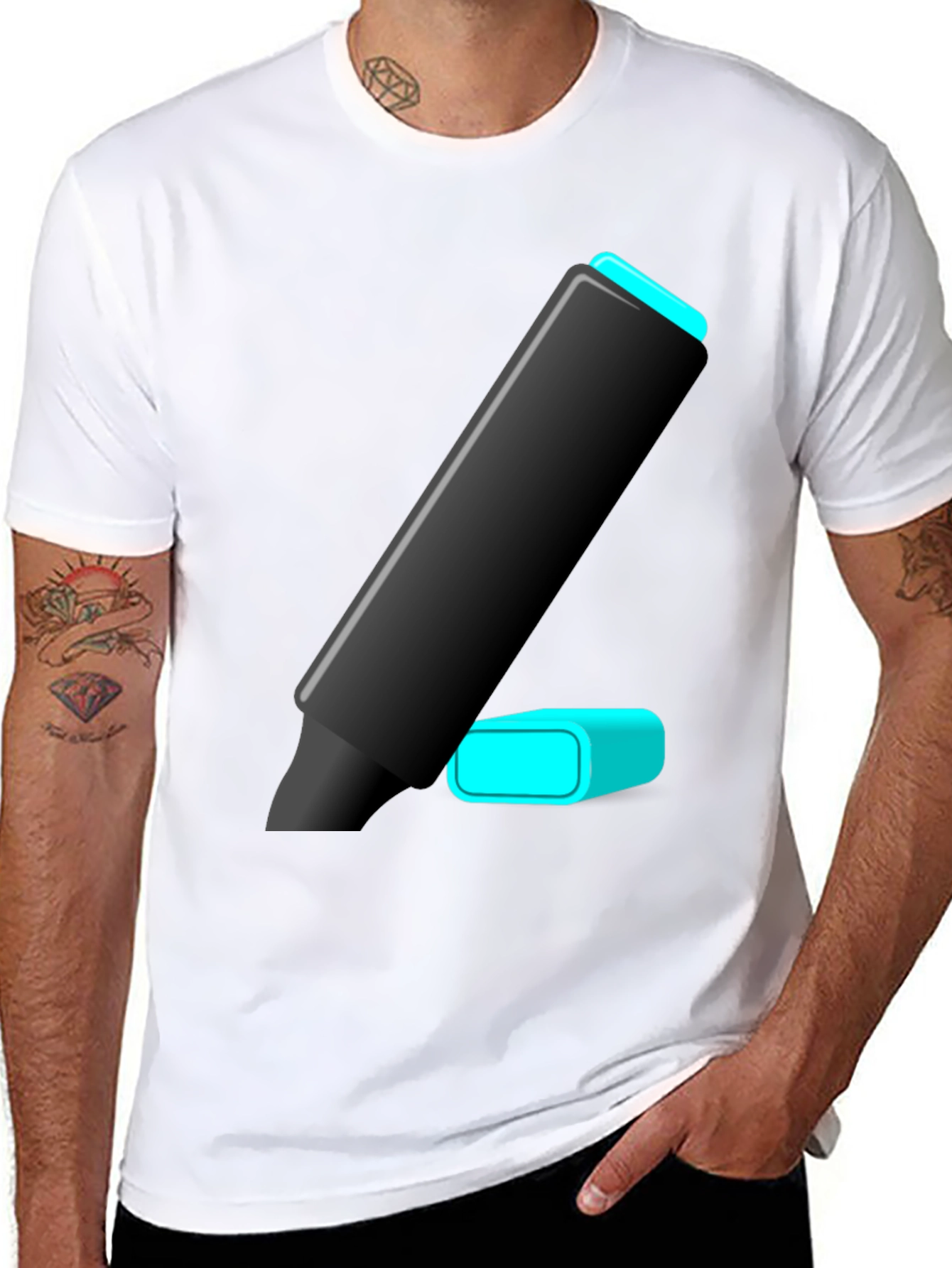 Modern Highlighter Graphic Tee - Black Cotton Blend