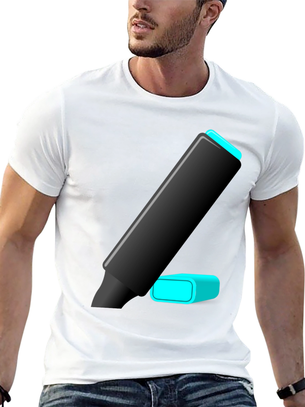 Modern Highlighter Graphic Tee - Black Cotton Blend