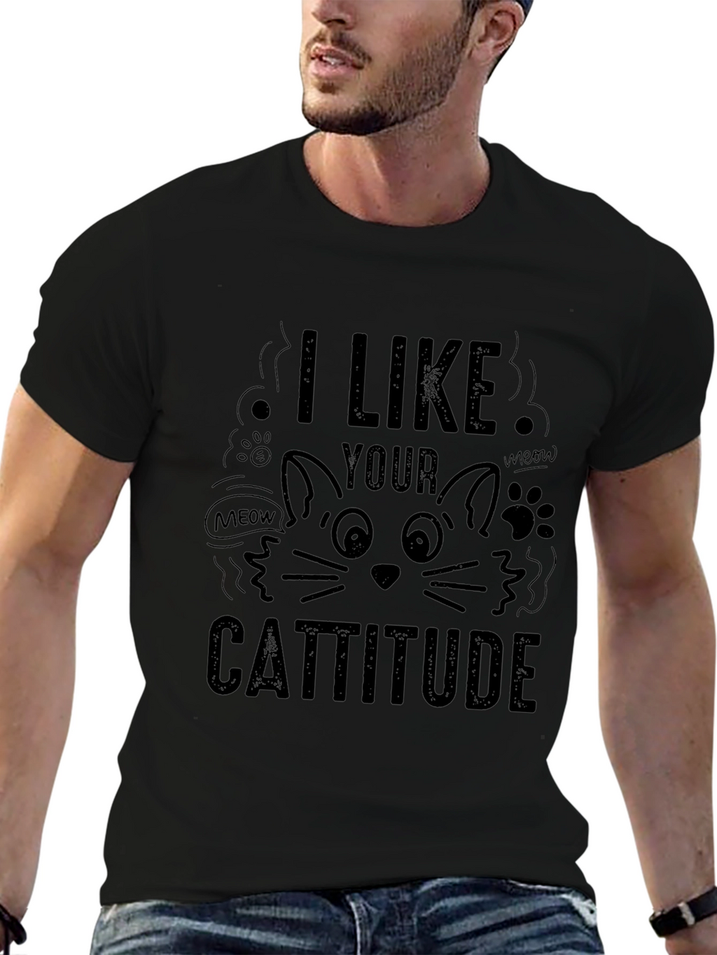 Cattitude Cat Lover Black T-Shirt