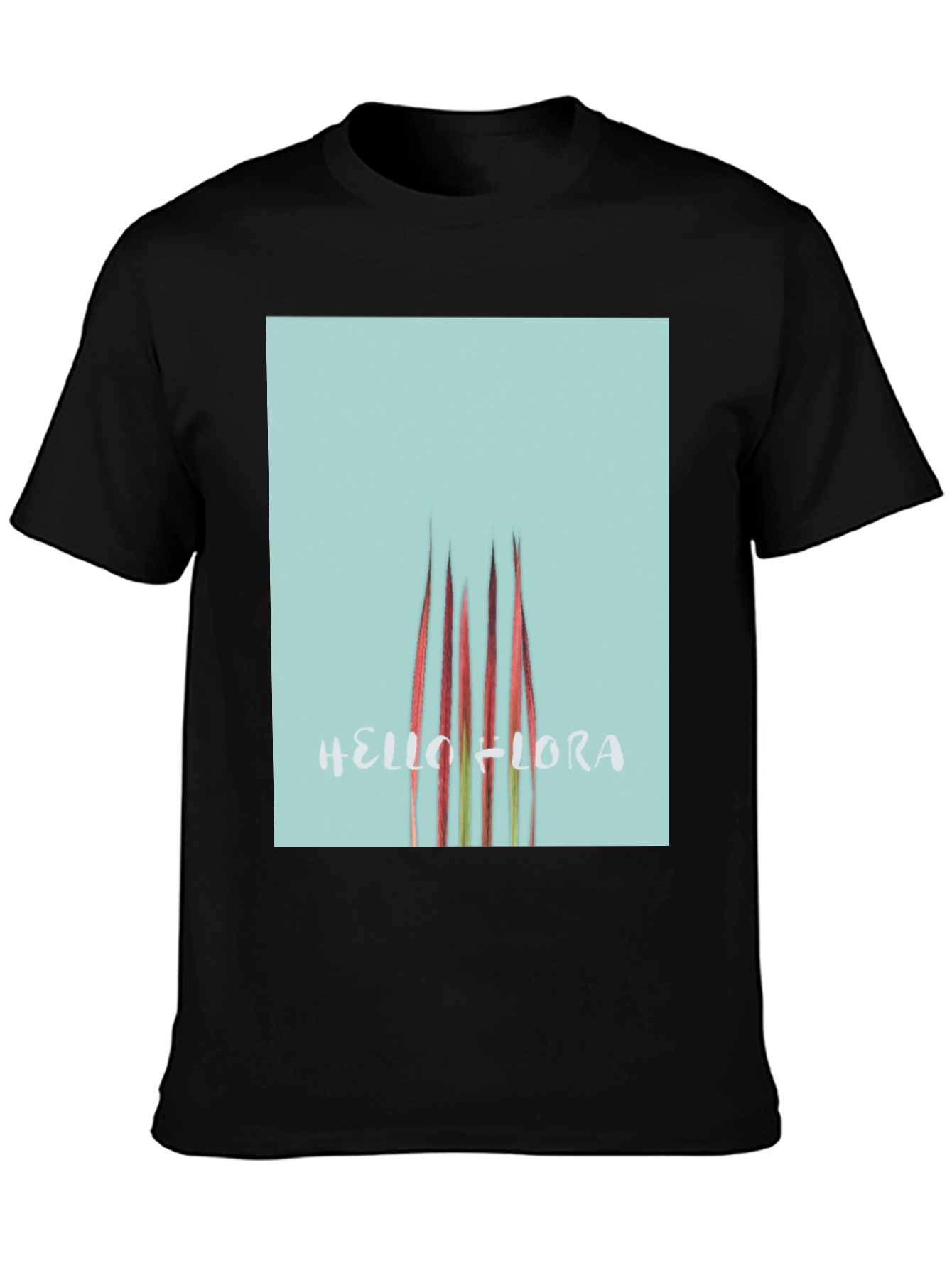 Hello Flora Graphic T-Shirt - Black Casual Tee