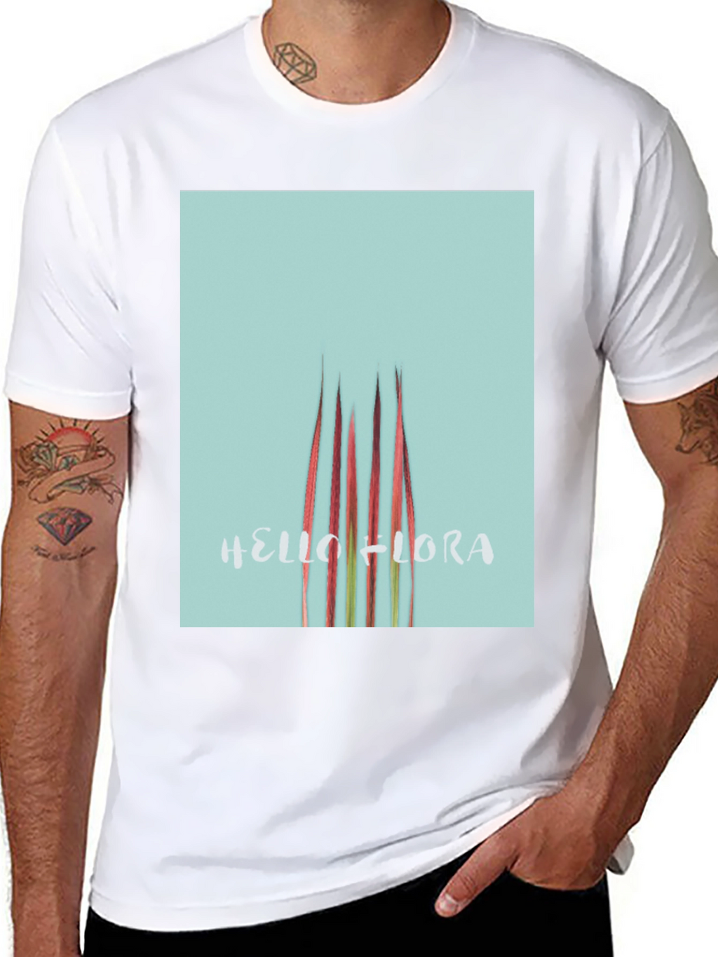 Hello Flora Graphic T-Shirt - Black Casual Tee
