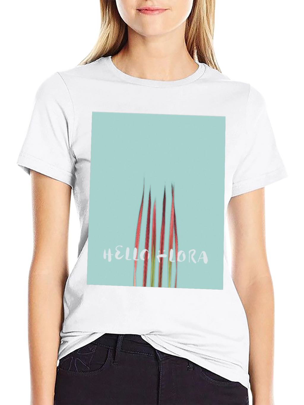 Hello Flora Graphic T-Shirt - Black Casual Tee