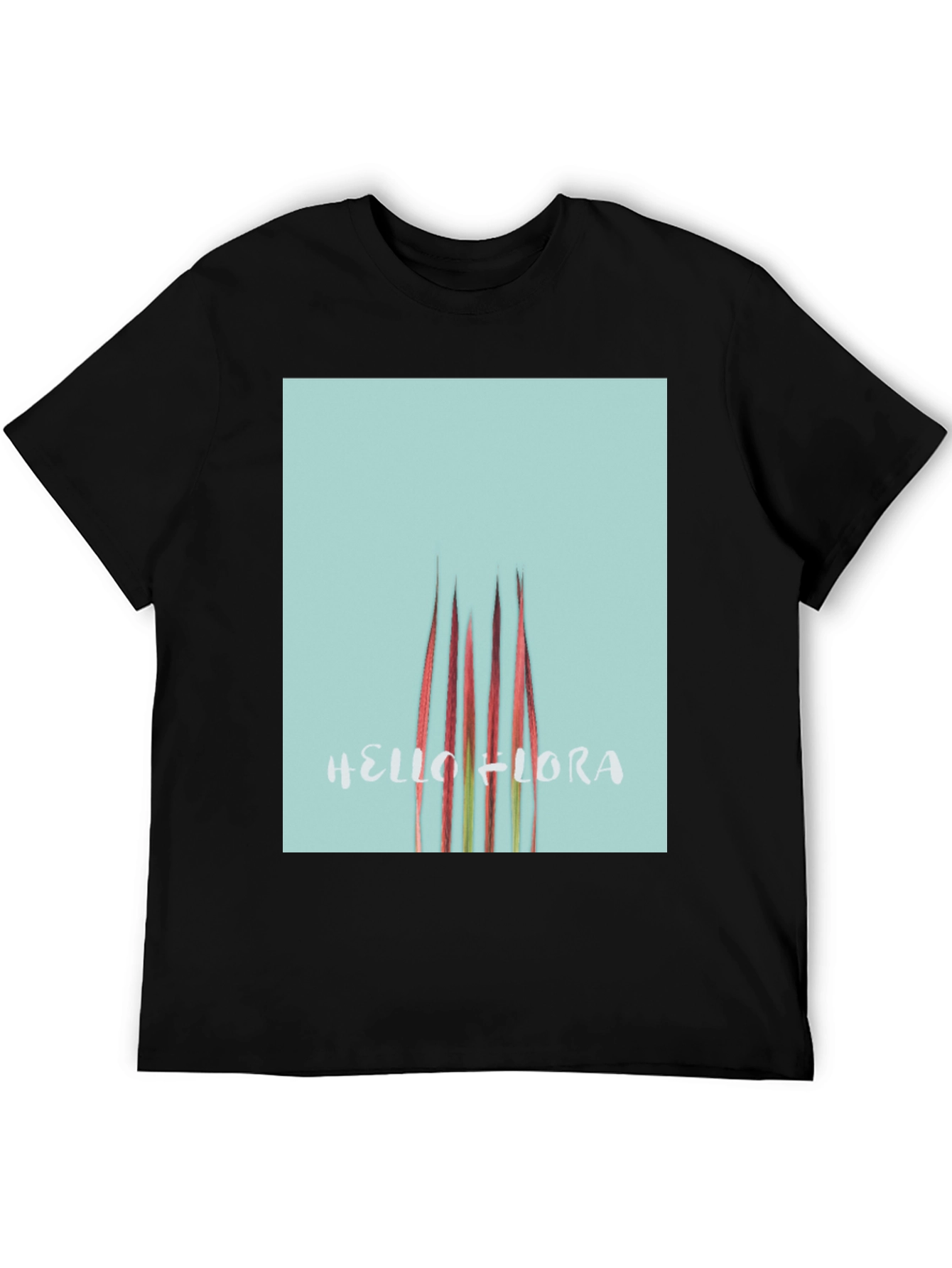 Hello Flora Graphic T-Shirt - Black Casual Tee