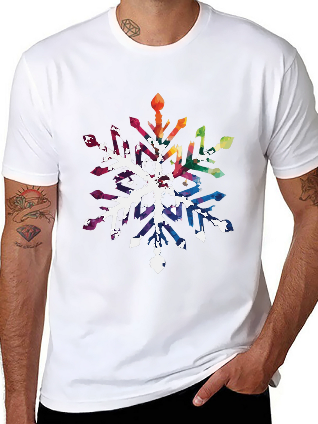 Rainbow Snowflake Graphic Tee - Stylish Unisex Shirt