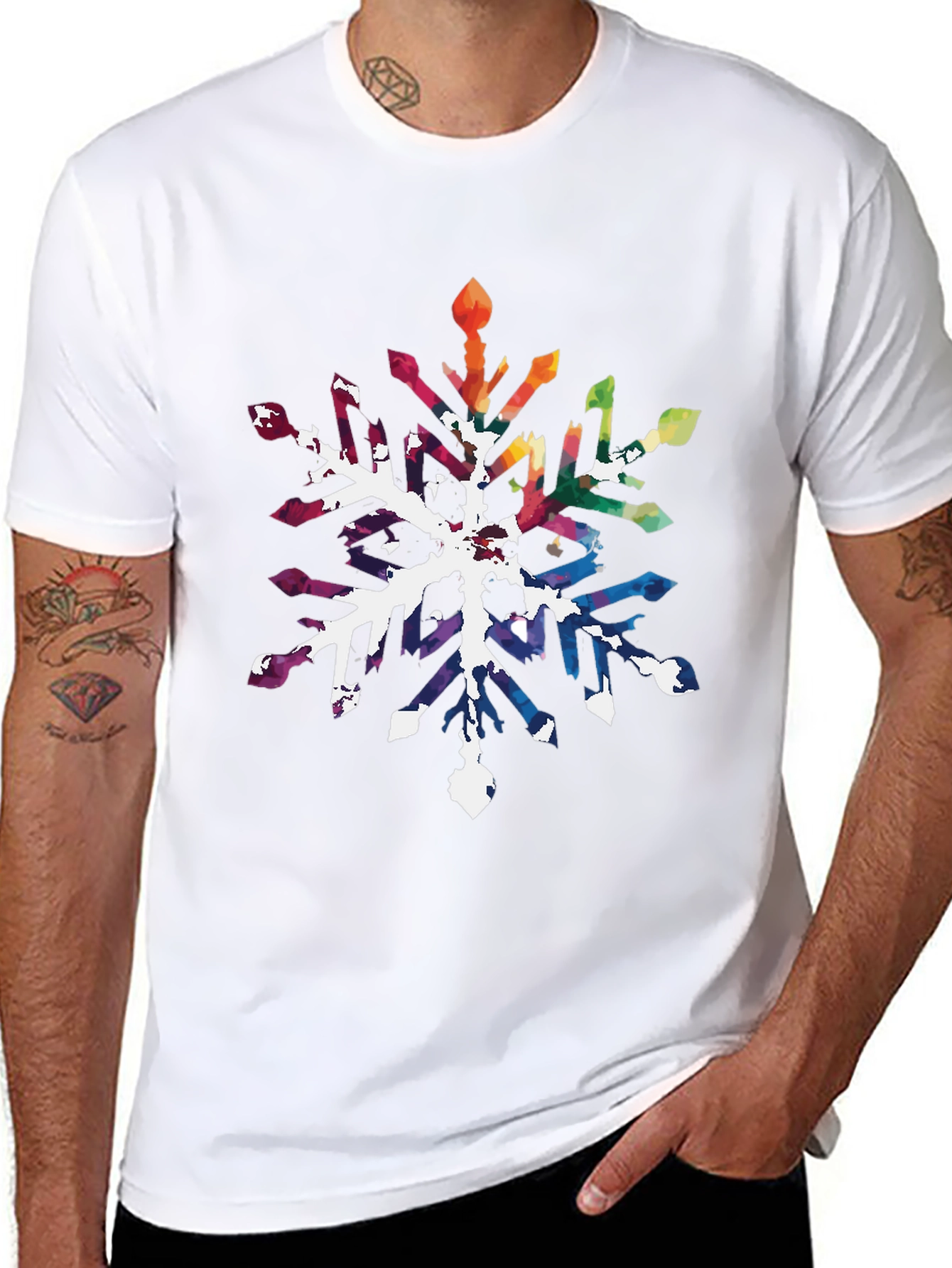 Rainbow Snowflake Graphic Tee - Stylish Unisex Shirt