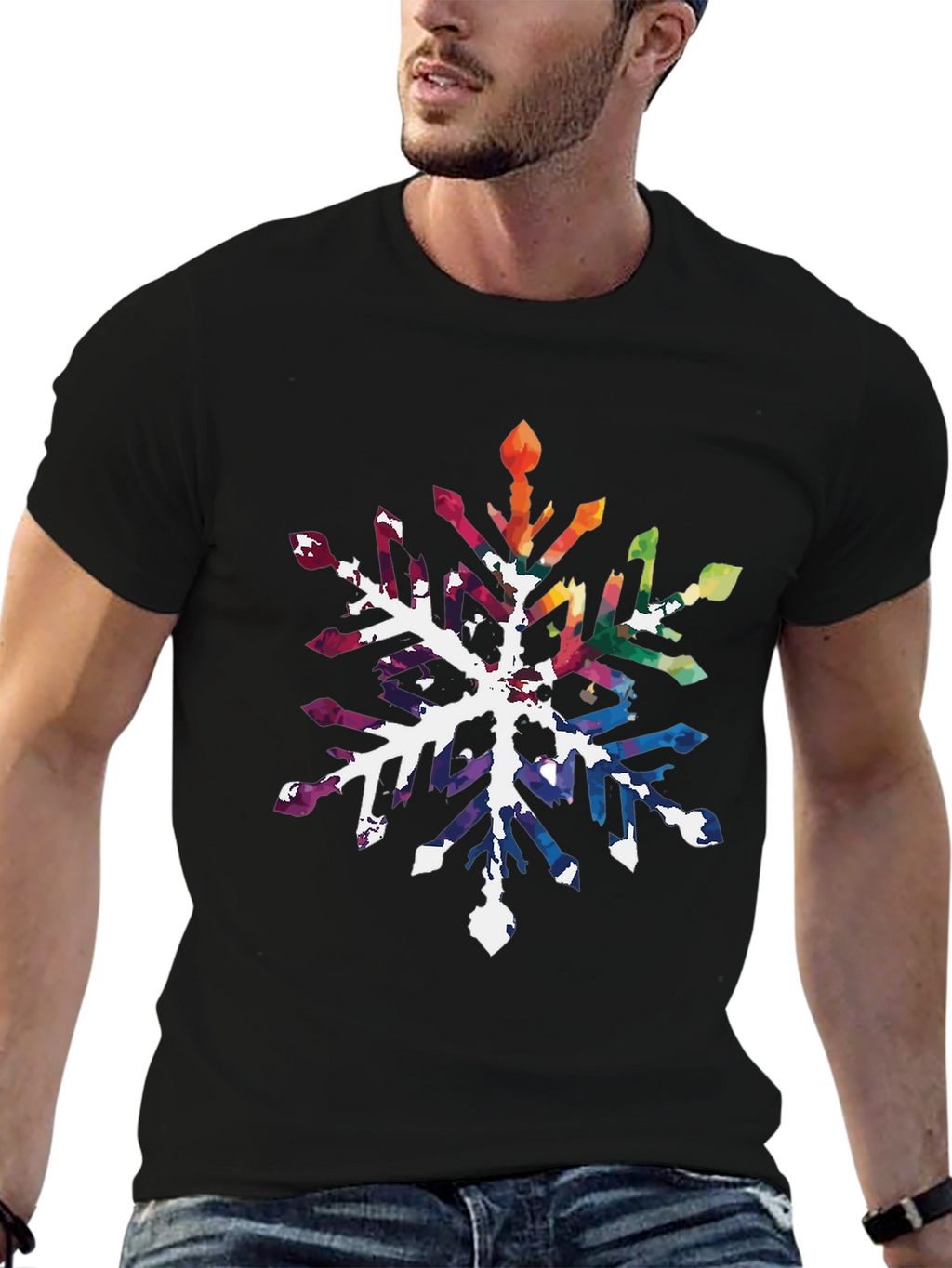 Rainbow Snowflake Graphic Tee - Stylish Unisex Shirt