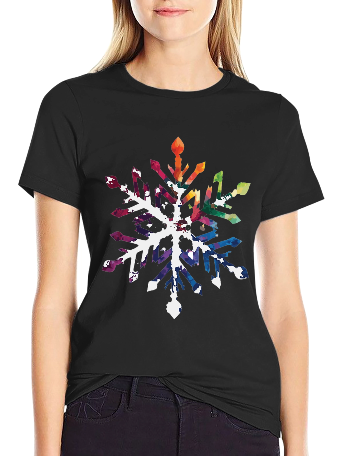 Rainbow Snowflake Graphic Tee - Stylish Unisex Shirt