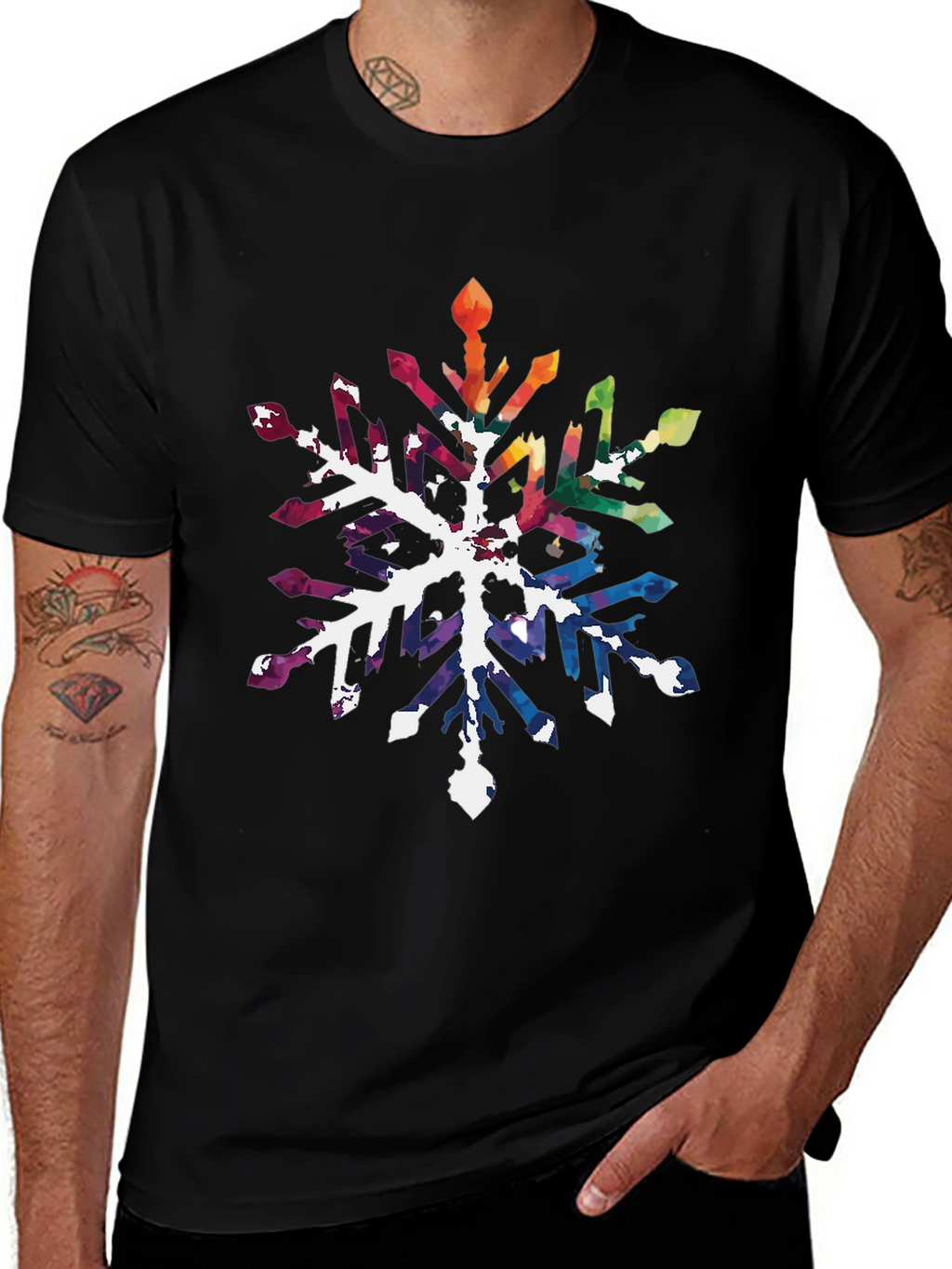 Rainbow Snowflake Graphic Tee - Stylish Unisex Shirt