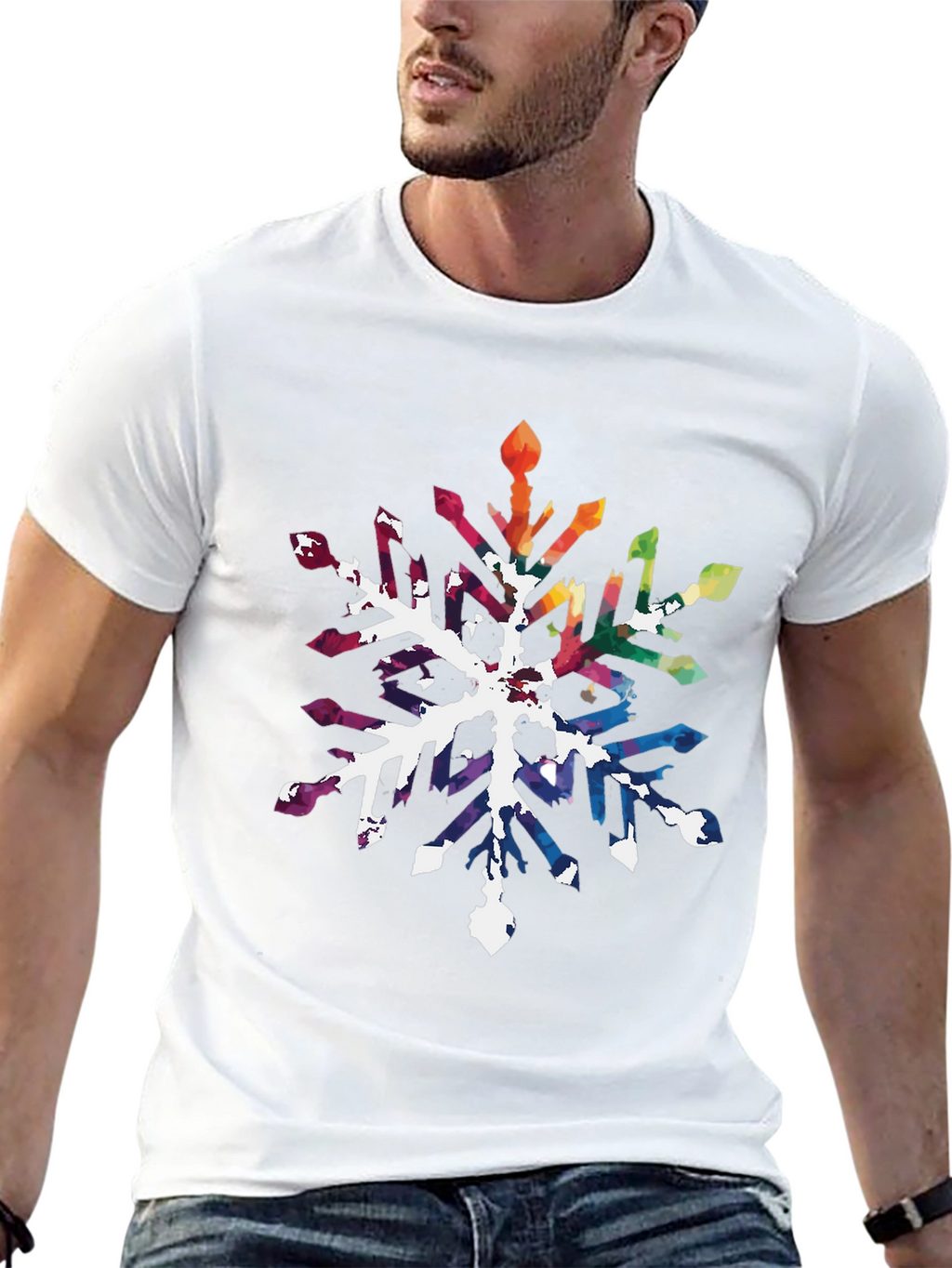 Rainbow Snowflake Graphic Tee - Stylish Unisex Shirt