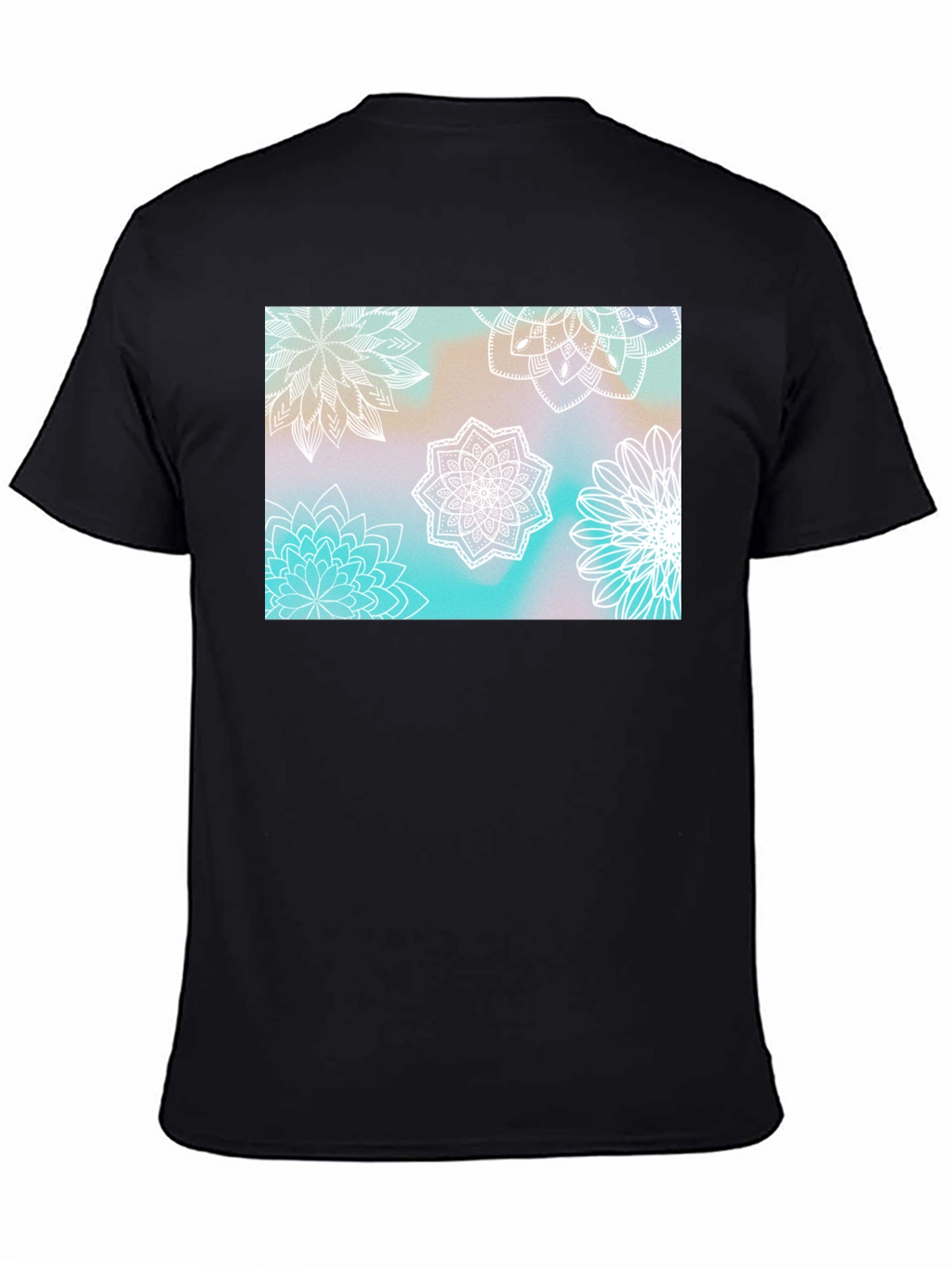 Floral Mandala Print Black T-Shirt