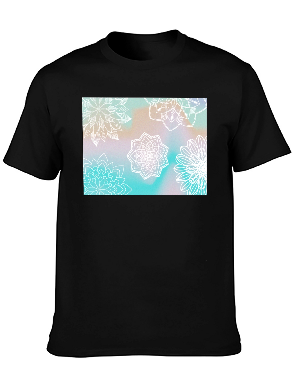 Floral Mandala Print Black T-Shirt