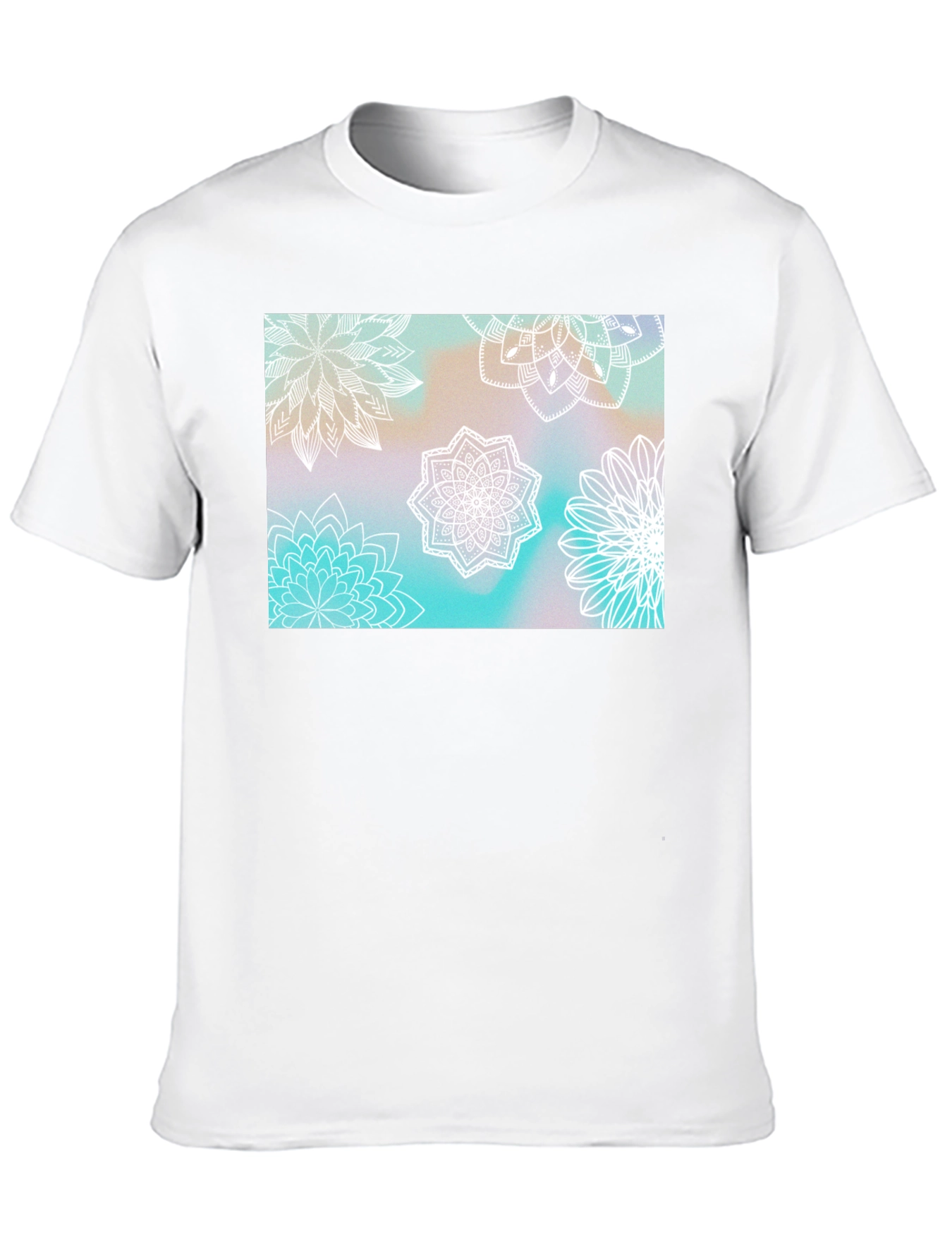Floral Mandala Print Black T-Shirt