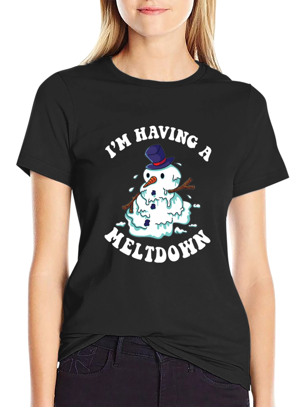Funny Meltdown Snowman Graphic Tee