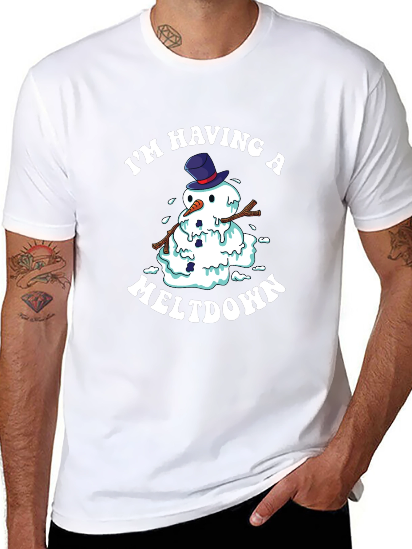 Funny Meltdown Snowman Graphic Tee