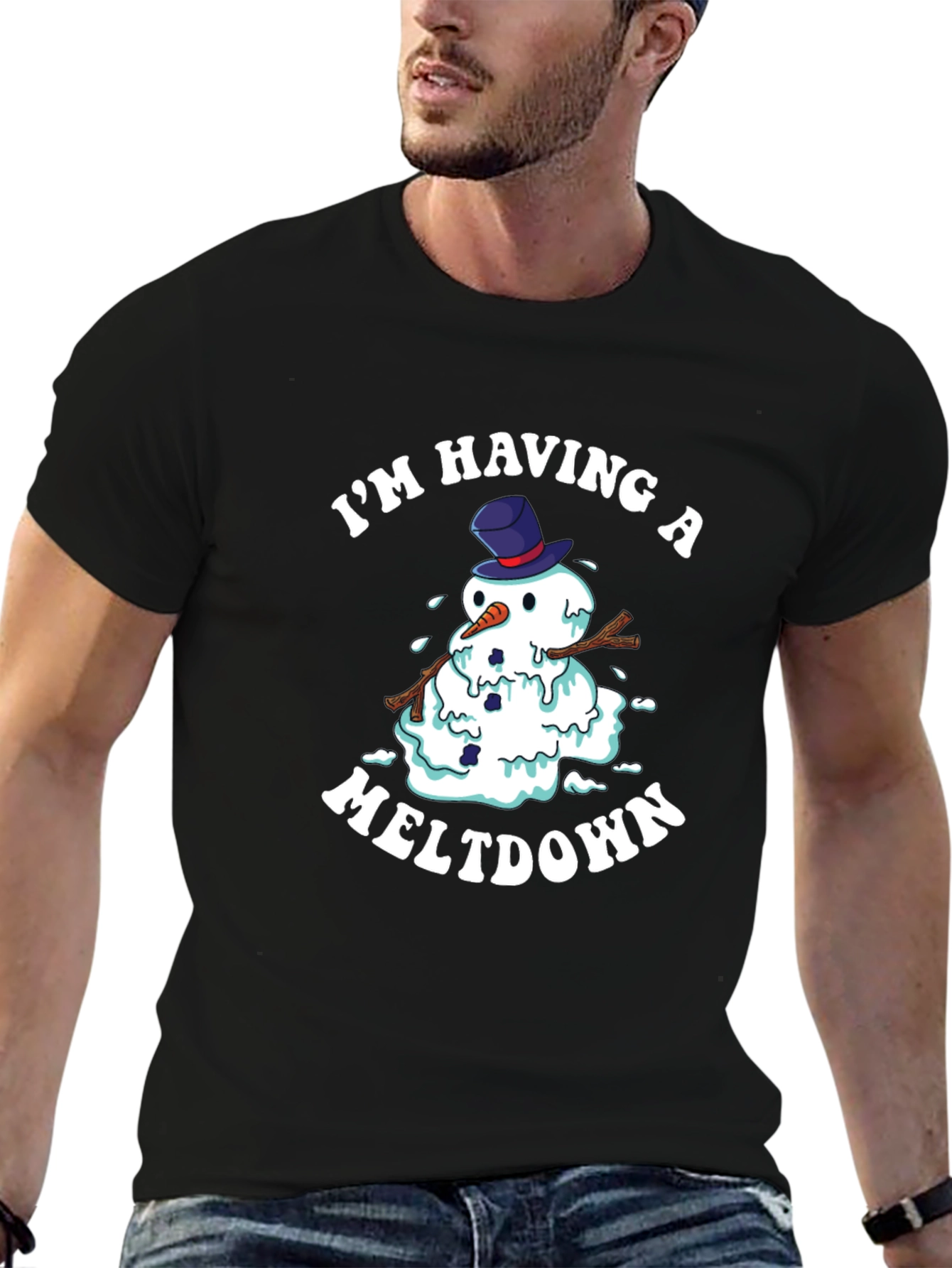 Funny Meltdown Snowman Graphic Tee