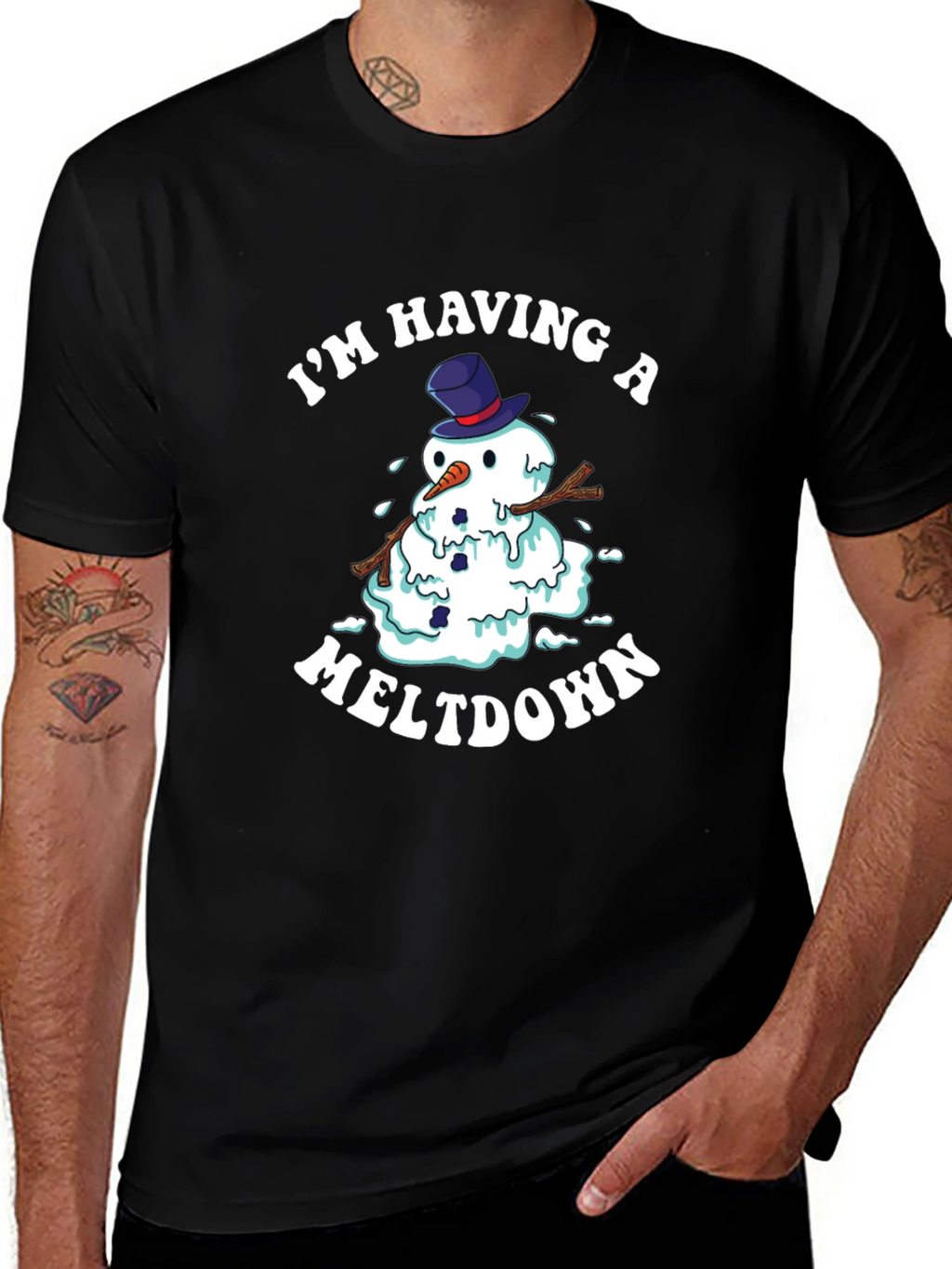 Funny Meltdown Snowman Graphic Tee
