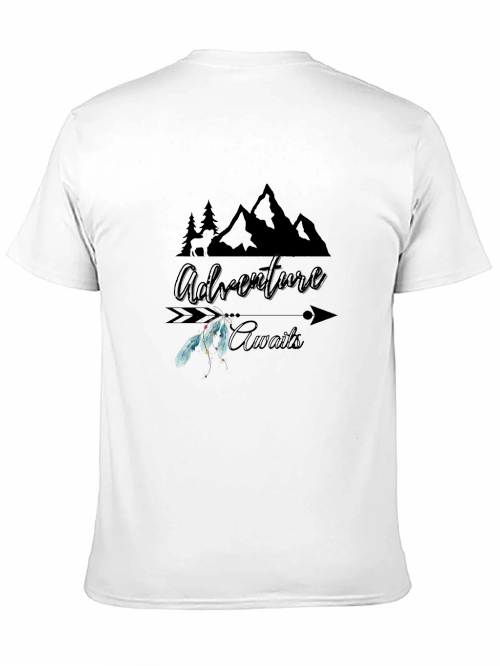 Adventure Awaits Graphic Tee - Black Cotton T-Shirt