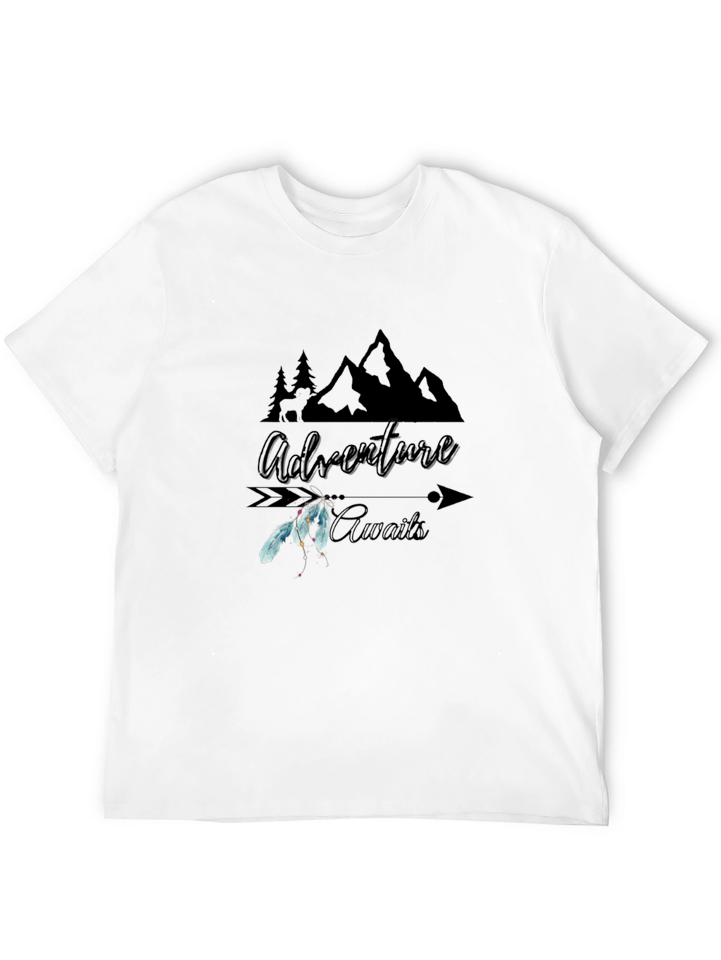 Adventure Awaits Graphic Tee - Black Cotton T-Shirt