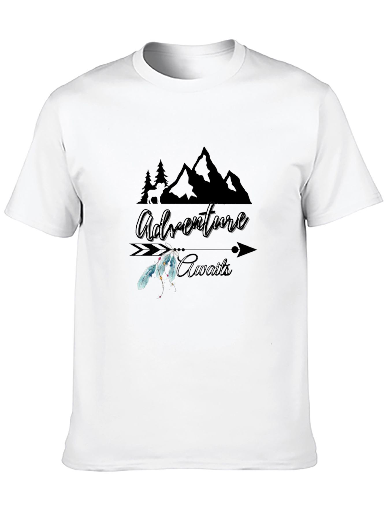 Adventure Awaits Graphic Tee - Black Cotton T-Shirt