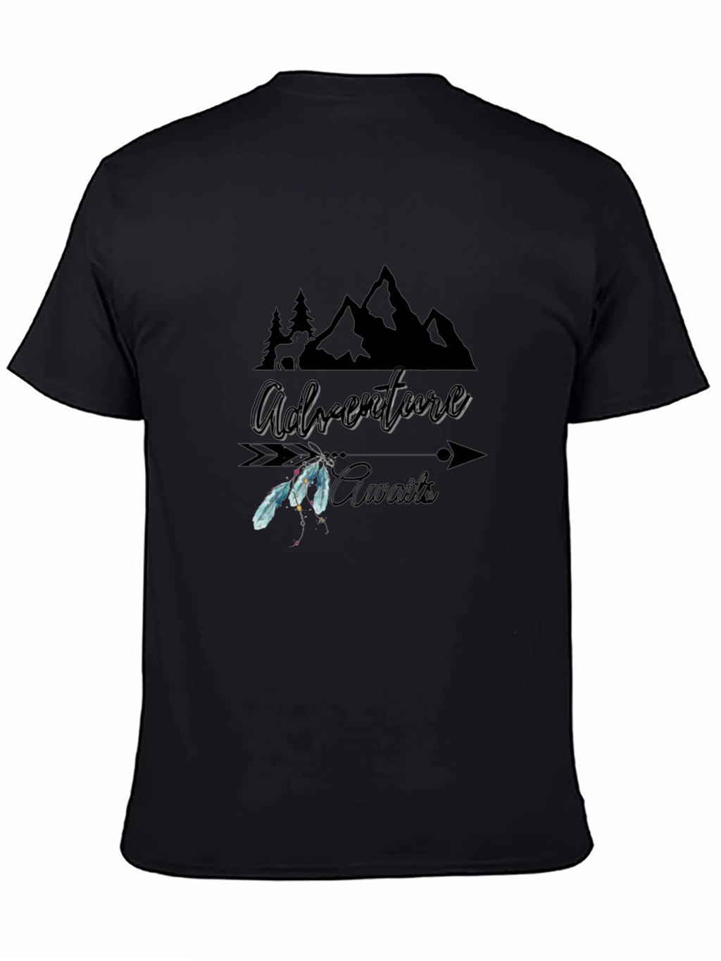 Adventure Awaits Graphic Tee - Black Cotton T-Shirt