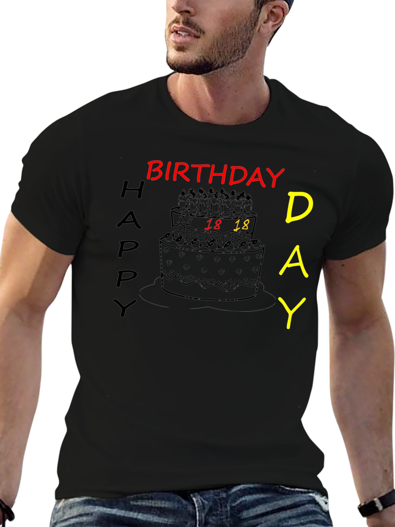 Birthday Cake Graphic Tee - 18th Birthday Shirt