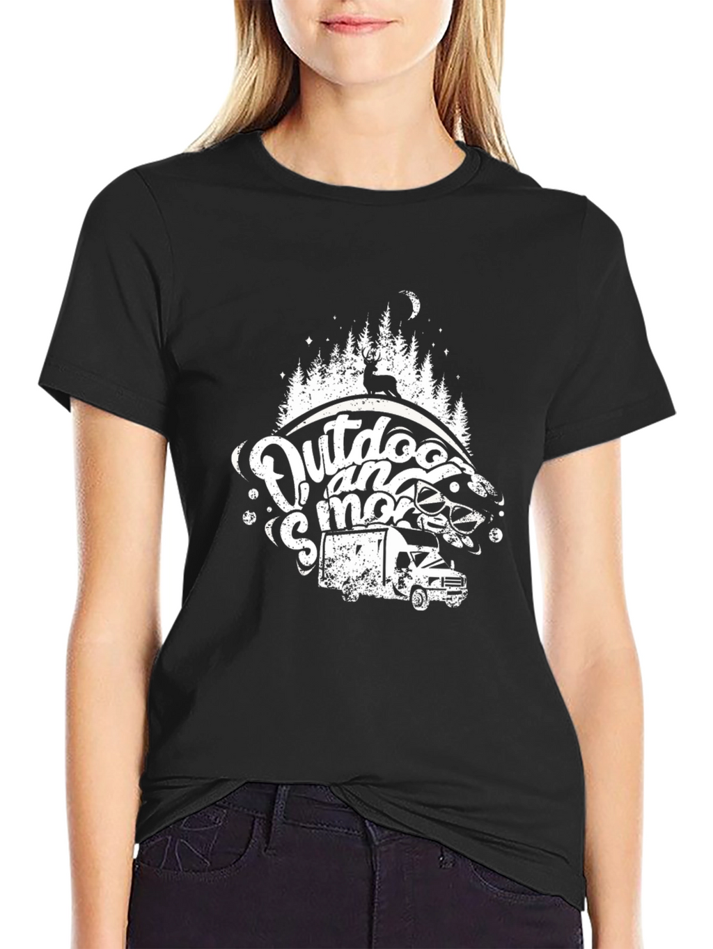 Outdoor and Smore Black Graphic T-Shirt