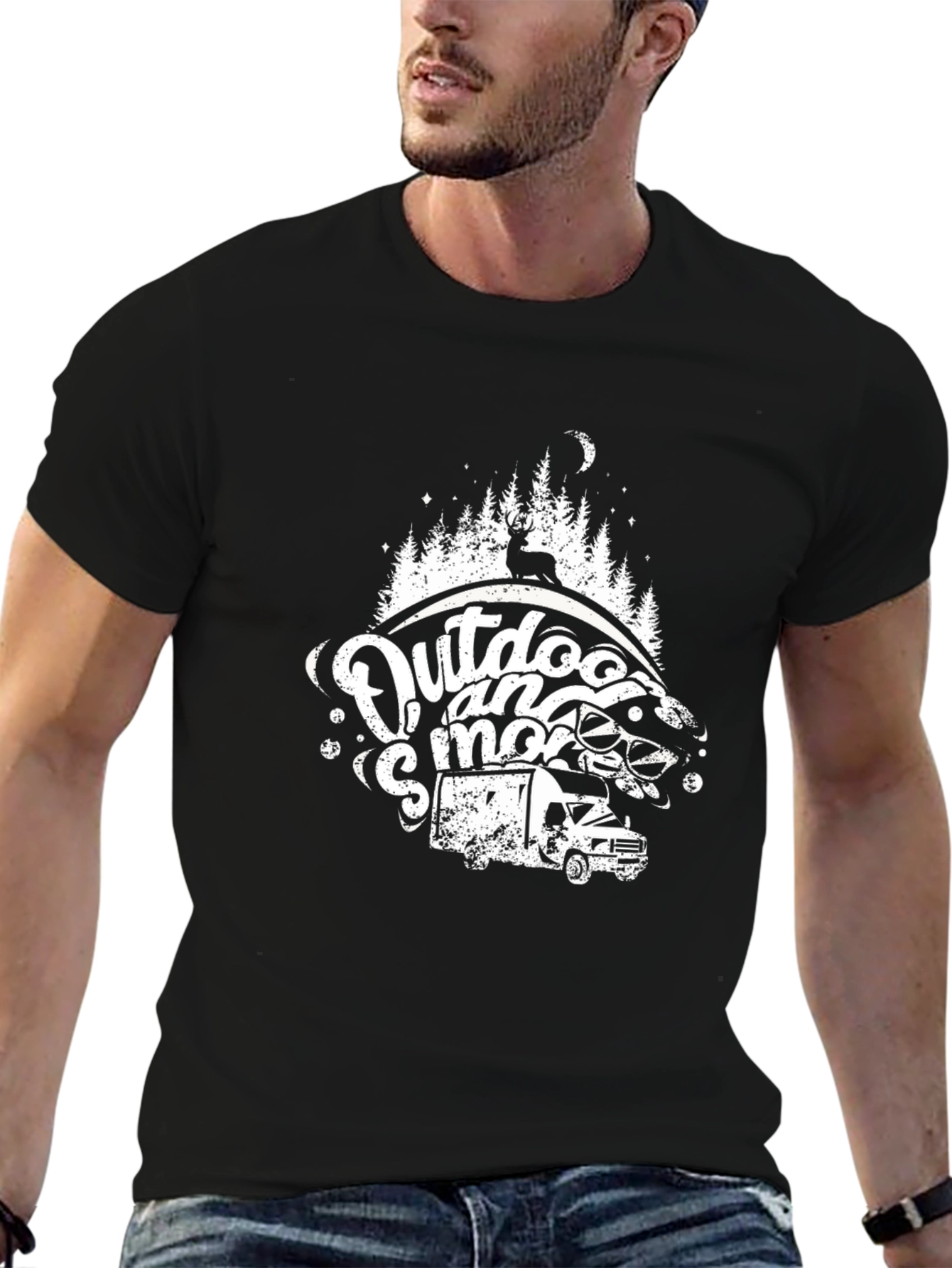 Outdoor and Smore Black Graphic T-Shirt