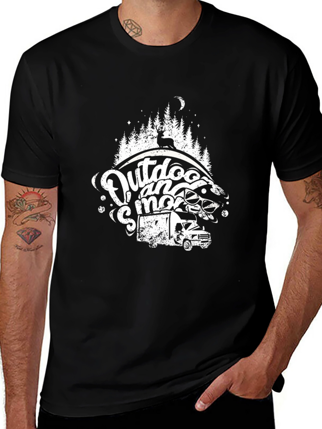 Outdoor and Smore Black Graphic T-Shirt
