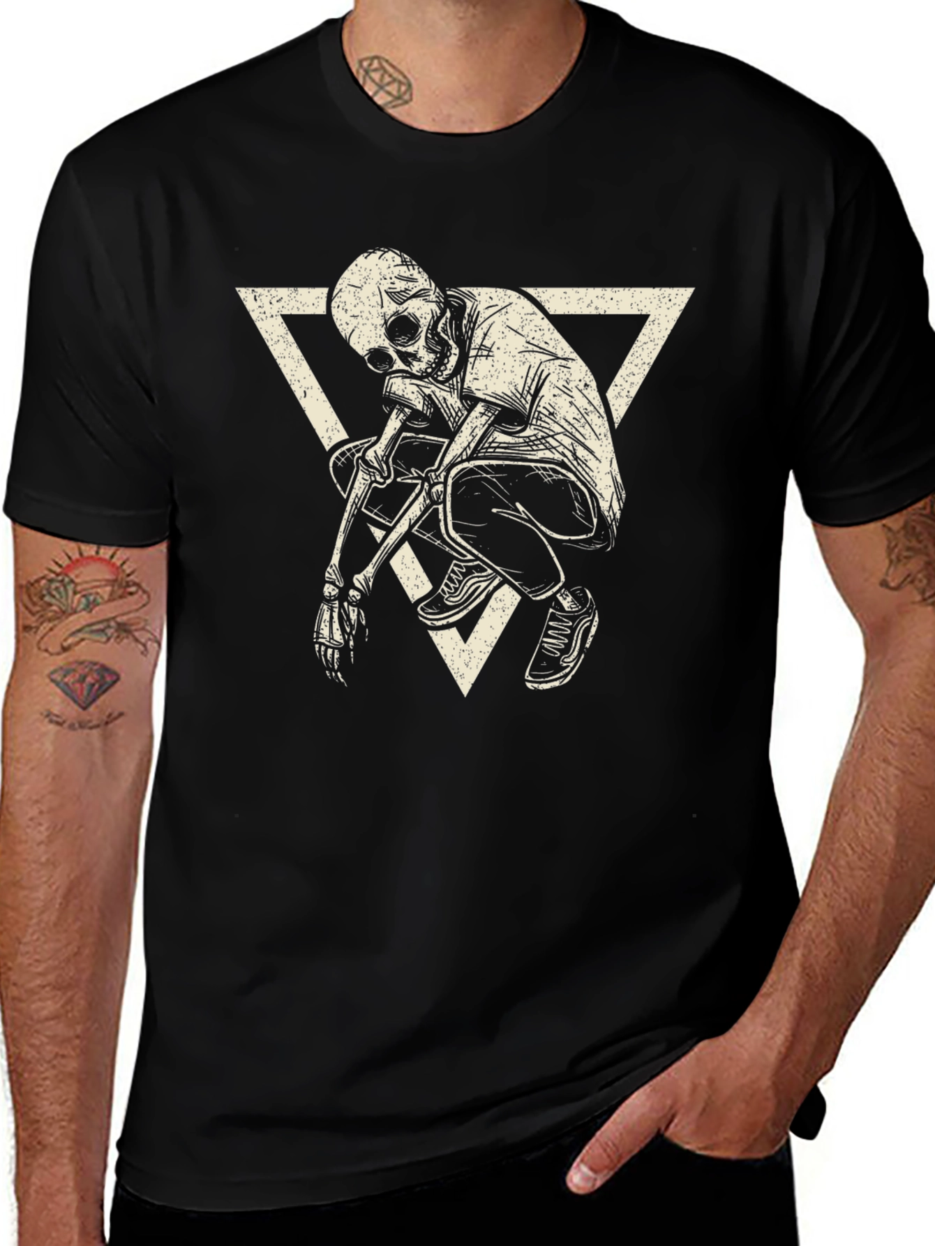 Skeleton Triangle Graphic Print T-Shirt
