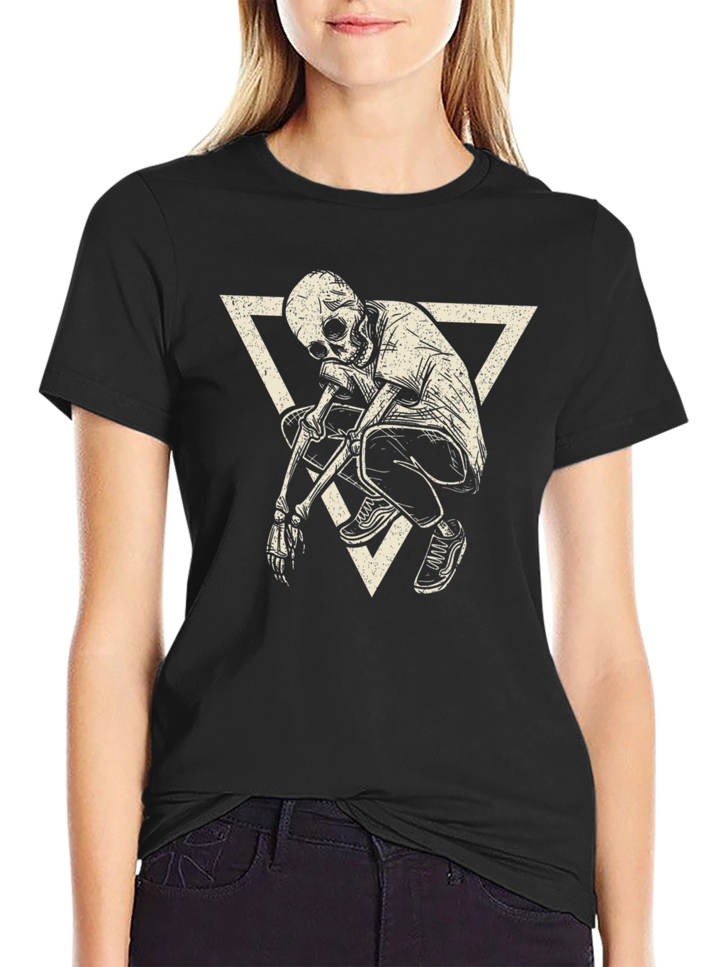 Skeleton Triangle Graphic Print T-Shirt