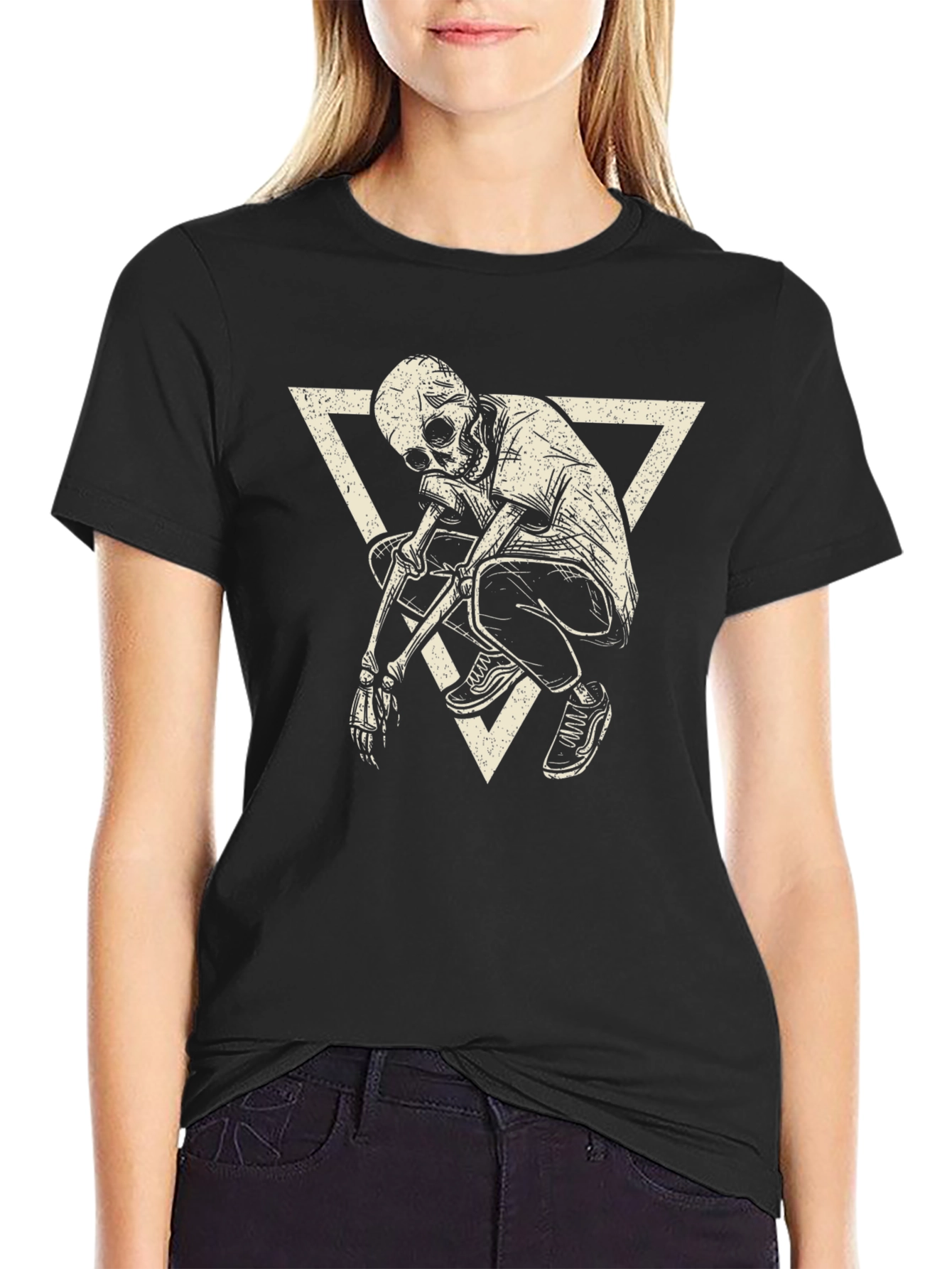 Skeleton Triangle Graphic Print T-Shirt