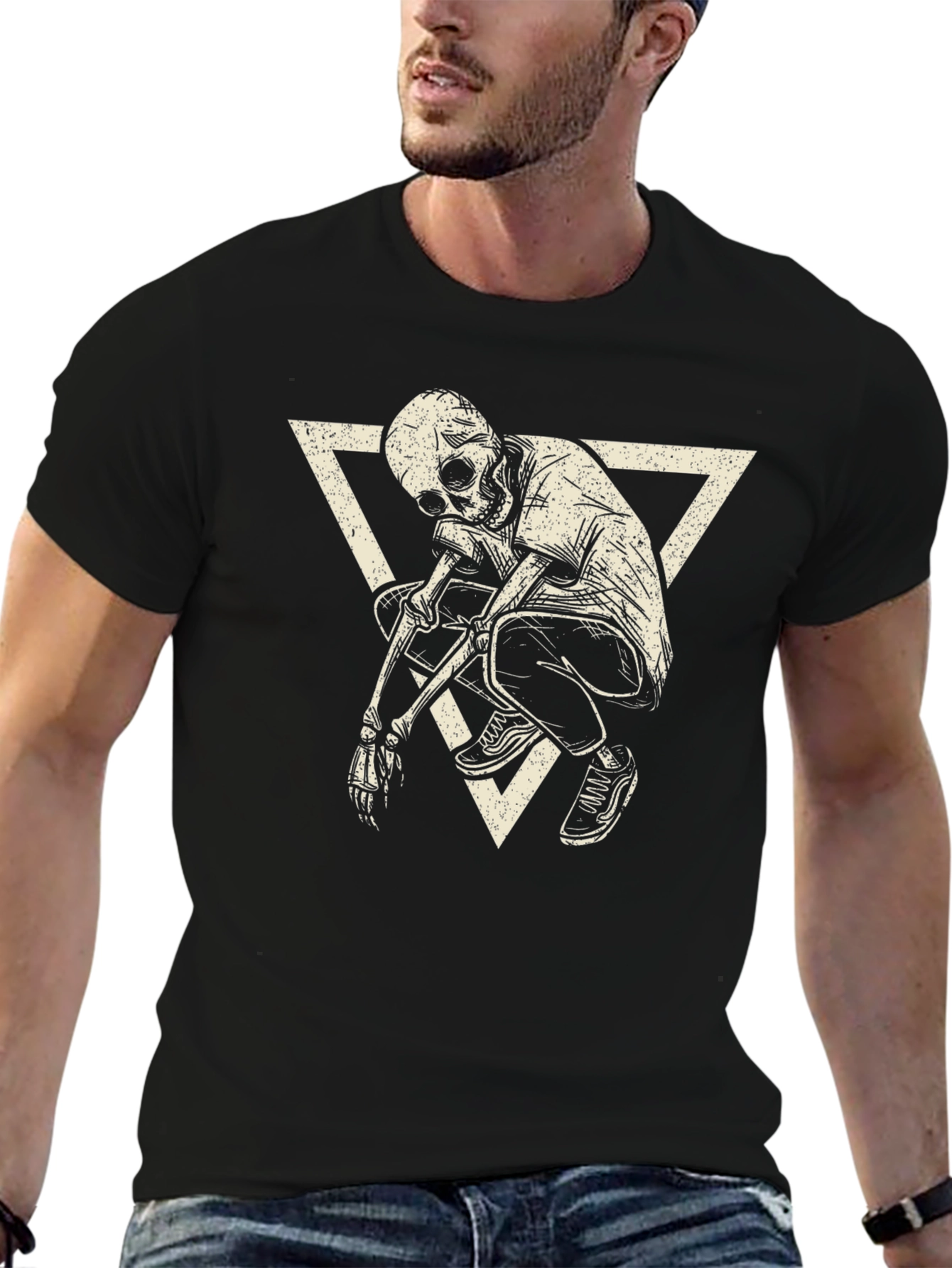 Skeleton Triangle Graphic Print T-Shirt