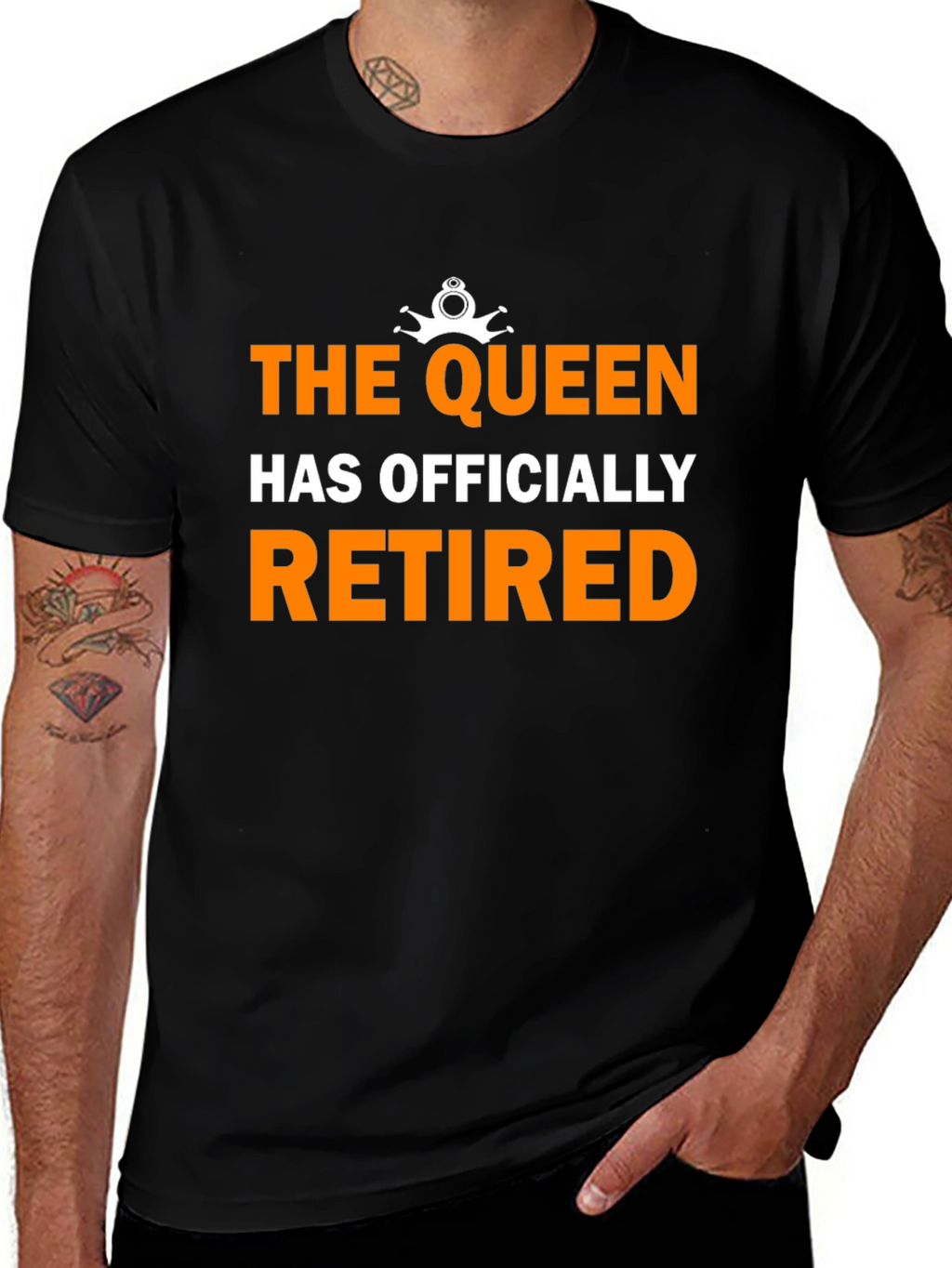 The Queen Has Officially Retired Funny Black T-Shirt