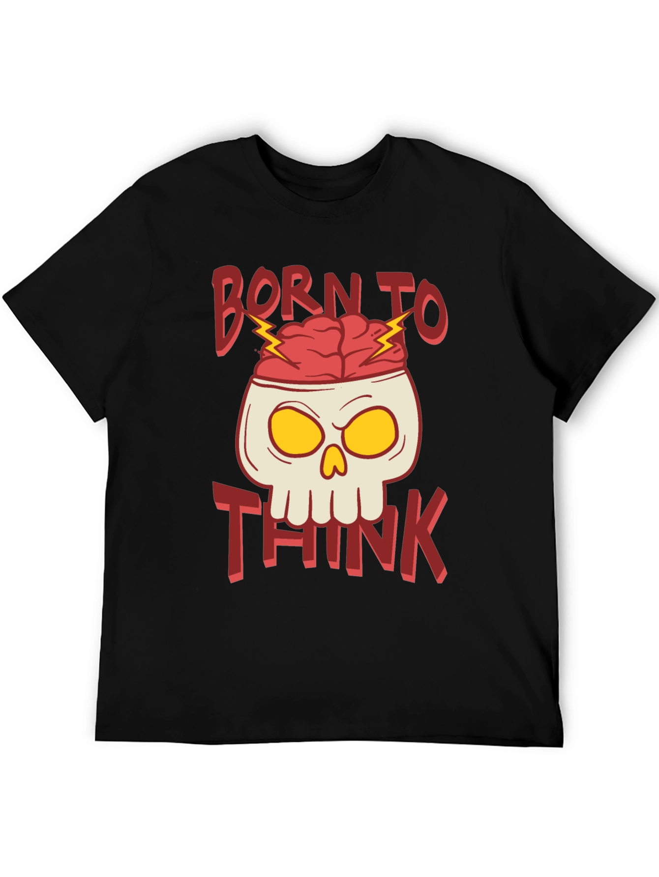 Born To Think T-Shirt - Brain Skull Graphic Tee