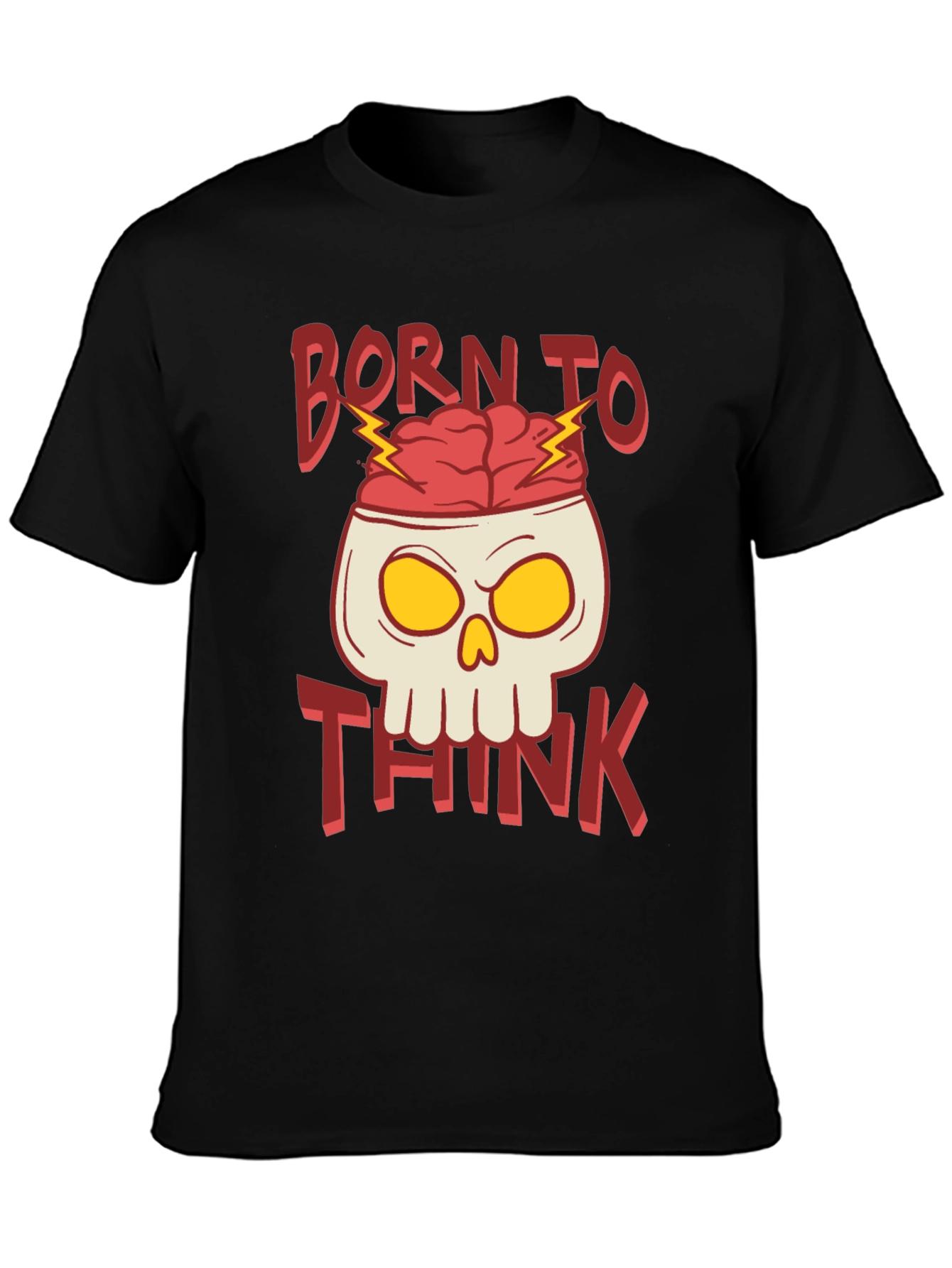 Born To Think T-Shirt - Brain Skull Graphic Tee