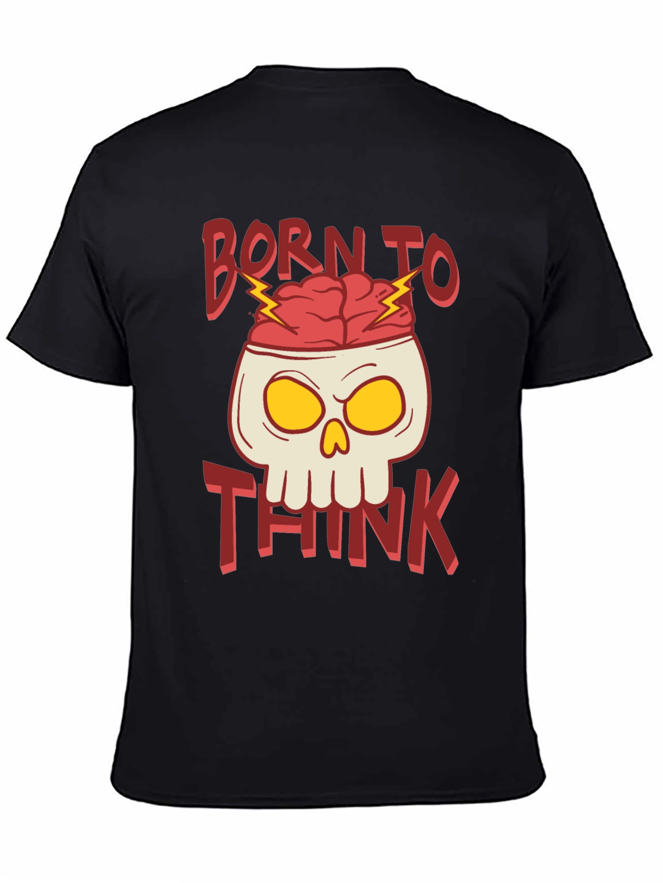 Born To Think T-Shirt - Brain Skull Graphic Tee