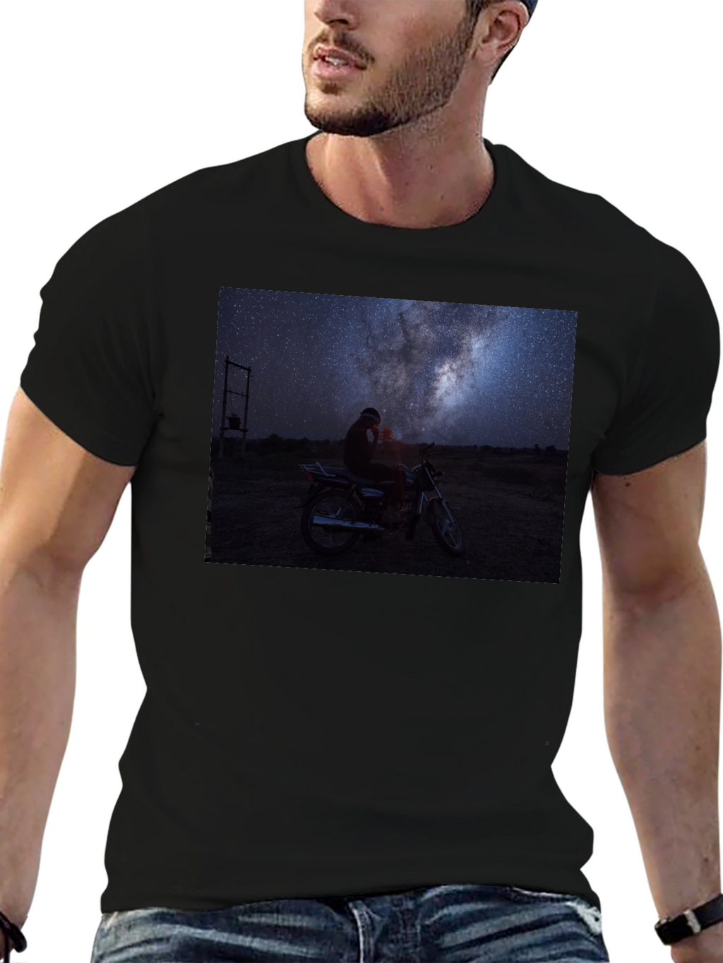Night Sky Motorcycle T-Shirt