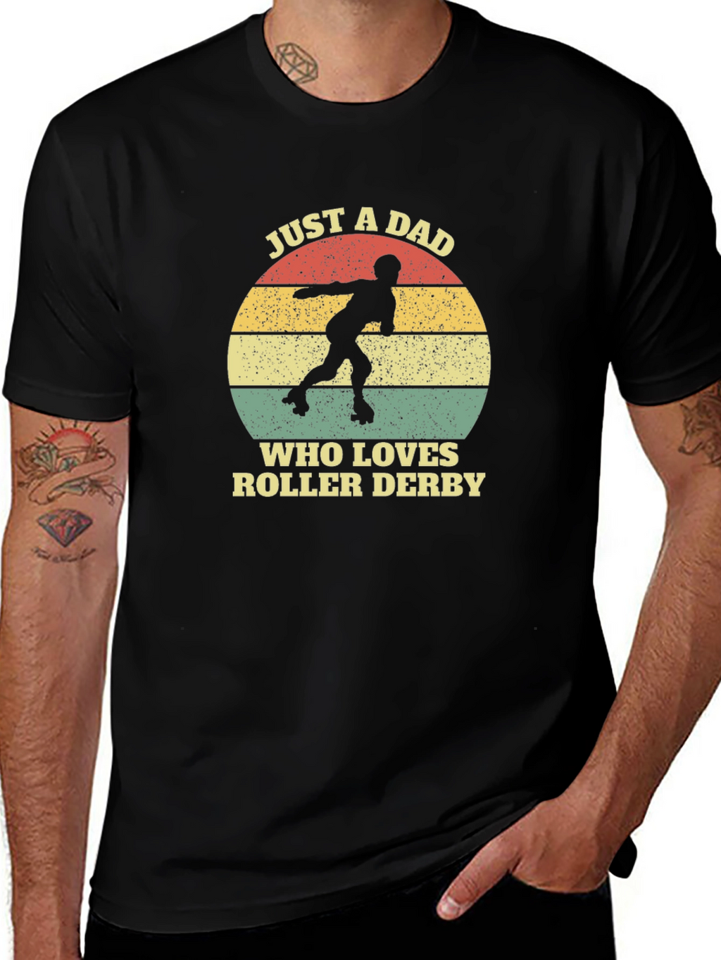 Just A Dad Who Loves Roller Derby Graphic Tee