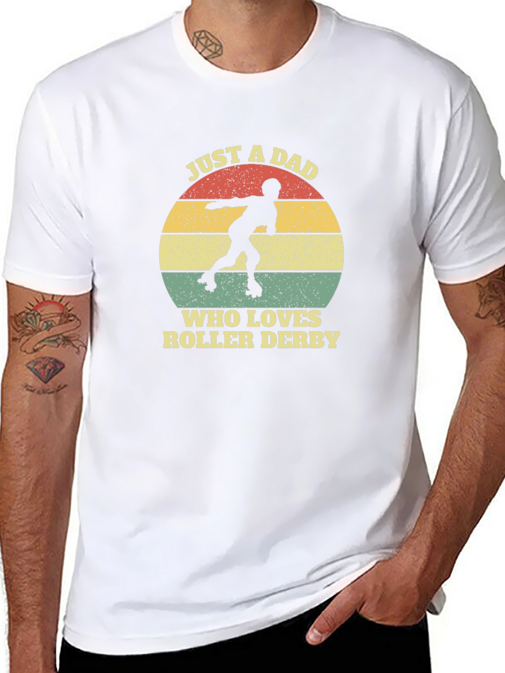 Just A Dad Who Loves Roller Derby Graphic Tee